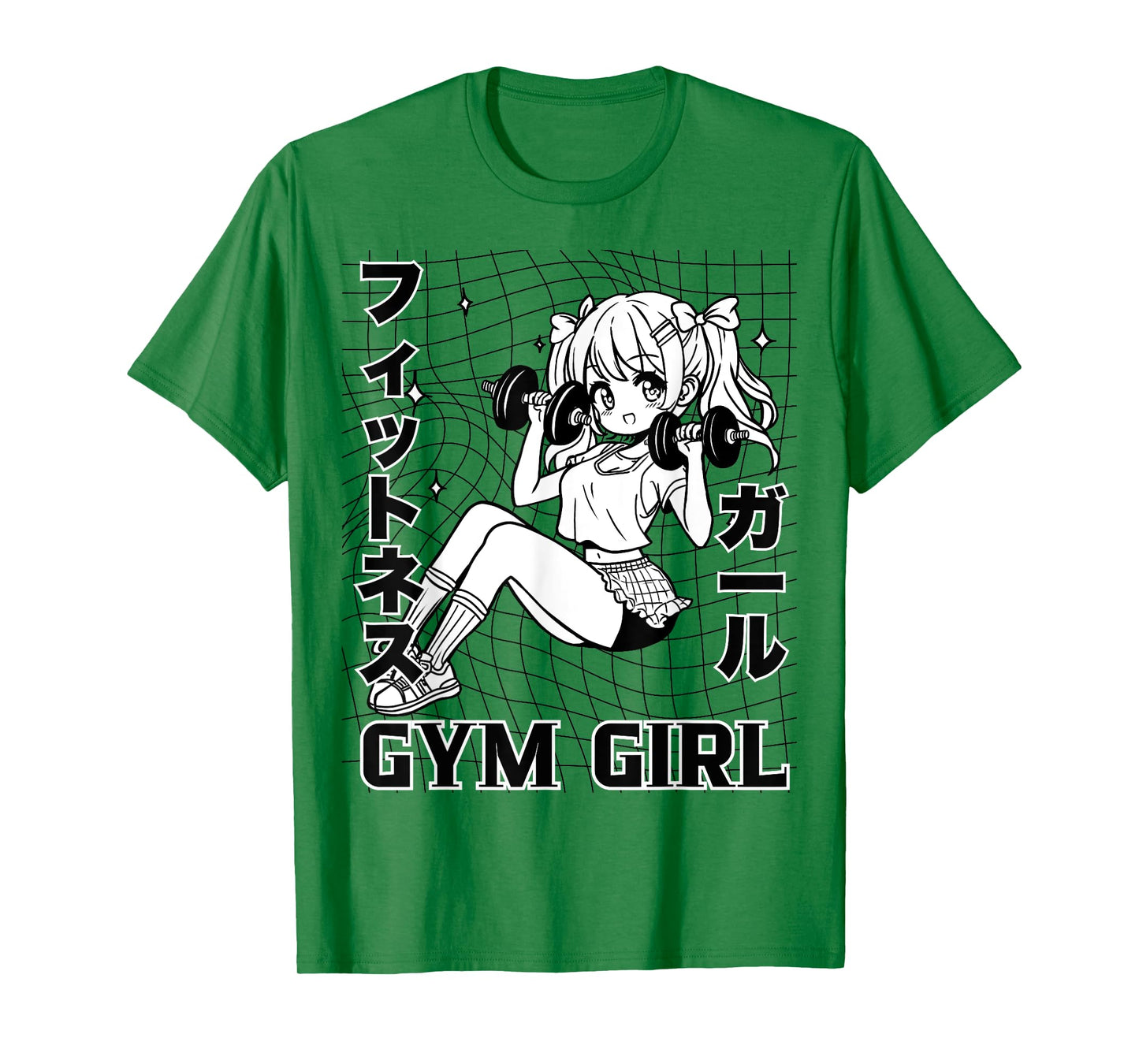 Cute Anime Gym Girl Dumbbells Workout Otaku Fitness Weeaboo T-Shirt