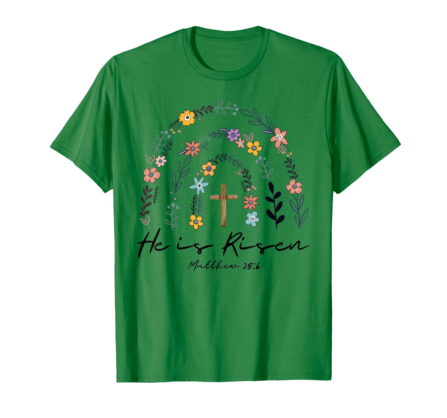 He Is Risen Spring Floral Rainbow Easter Christian Women Kid T-Shirt