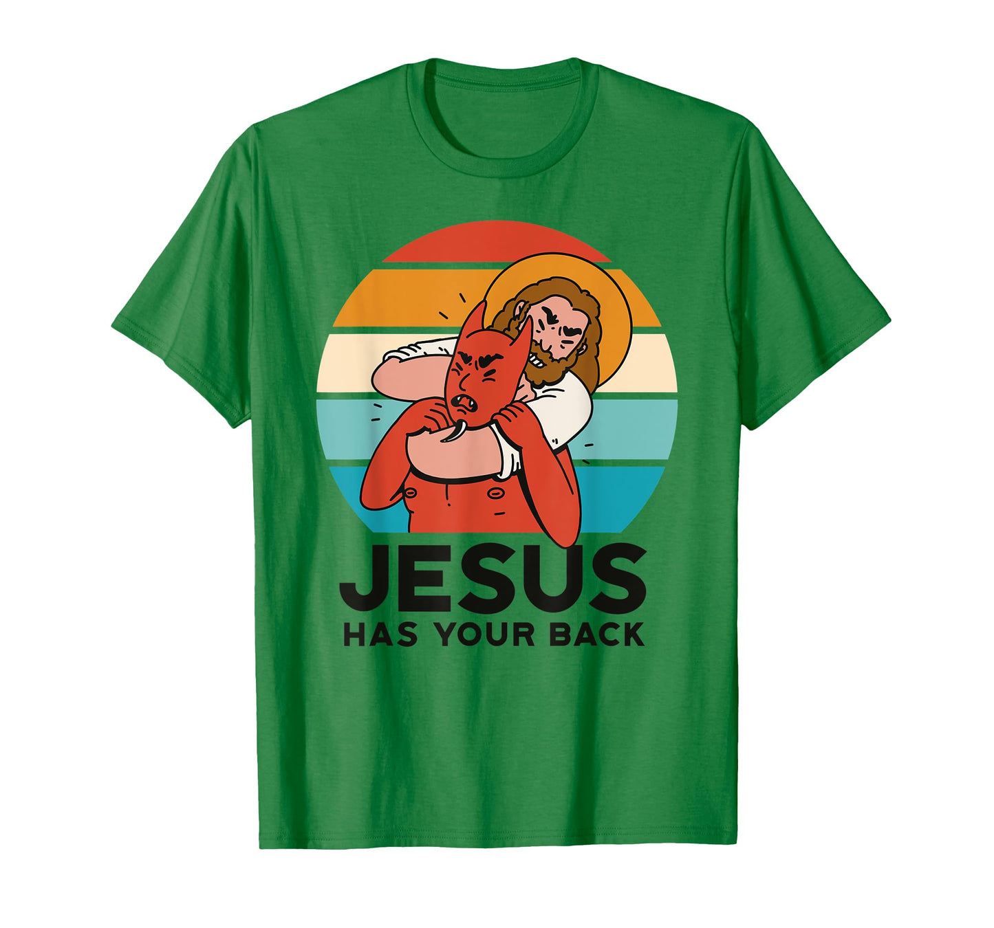 Jesus Has Your Back The Devil Sunset Graphic Funny Christian T-Shirt