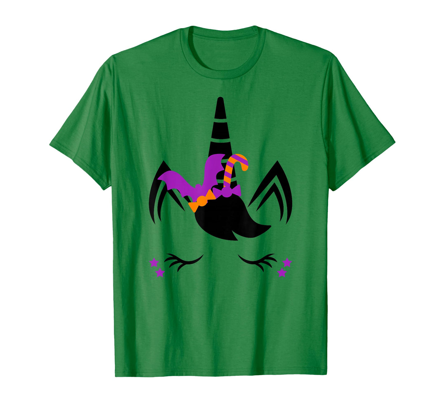 Unicorn Face Eyelashes Bat Candy Scary Halloween Costume T-Shirt