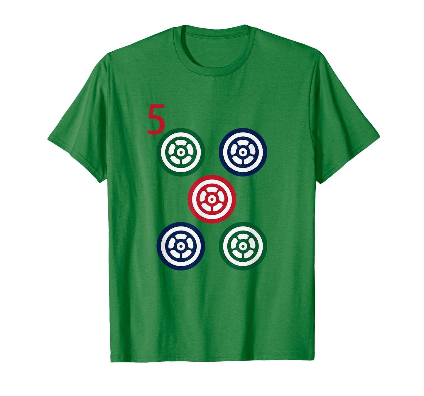 Chinese Mah Jong Dots Pinzu Five Tile Mahjong Costume T-Shirt
