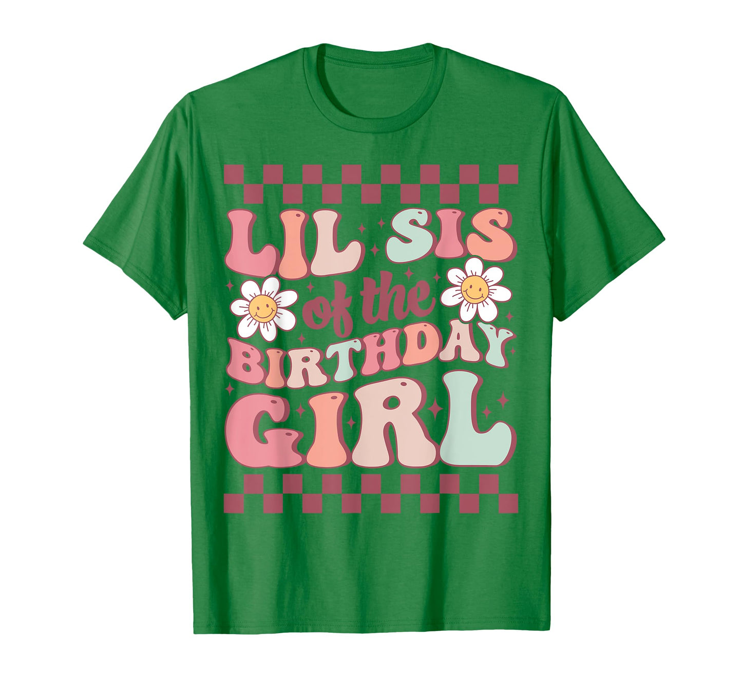 Lil Sis of The Birthday Girl Family Groovy Birthday Party T-Shirt