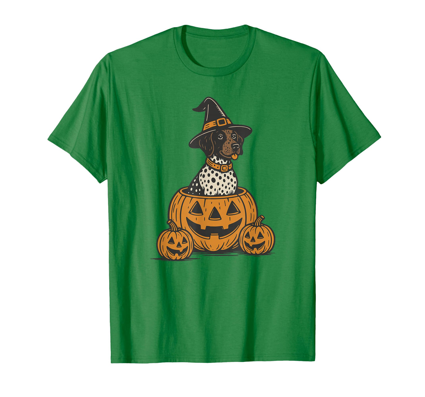 Retro German Shorthaired Pointer Halloween Dog in Pumpkins T-Shirt