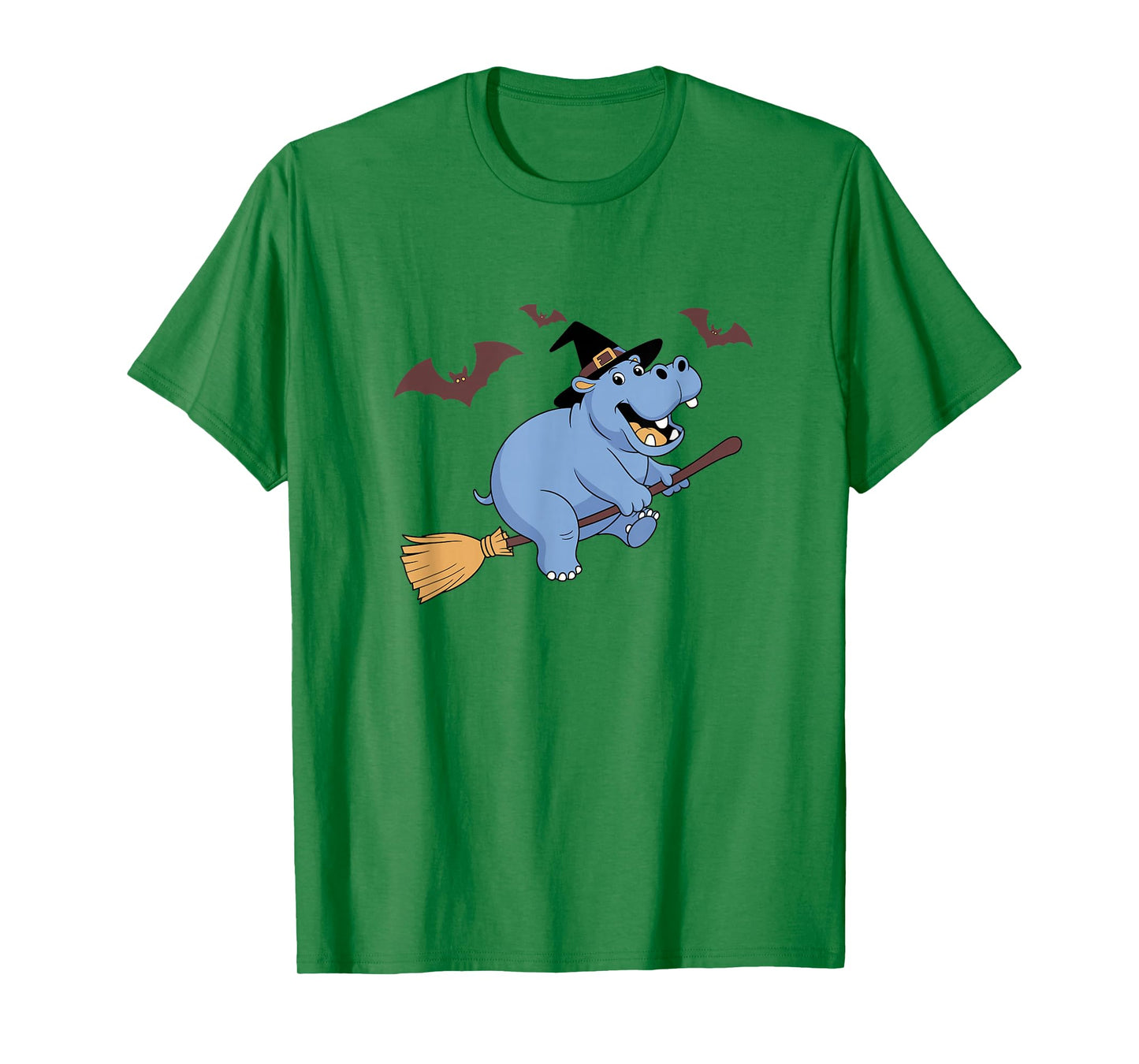 Funny Halloween Hippo Witch Flying on a Broom T-Shirt