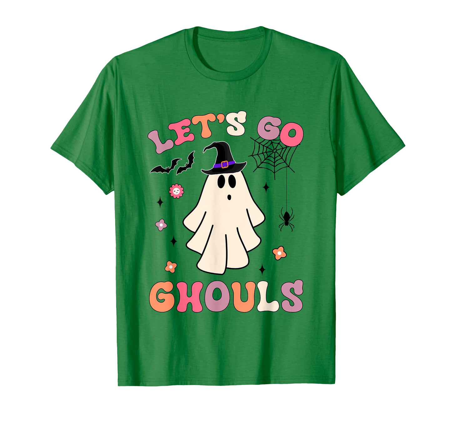 Funny Ghost Spooky Halloween Costume Groovy Let's Go Ghouls T-Shirt
