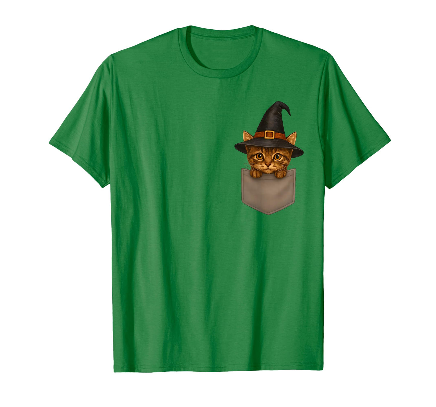 Cute Witch Cat in Pocket Funny Halloween Costume Cat Lover T-Shirt