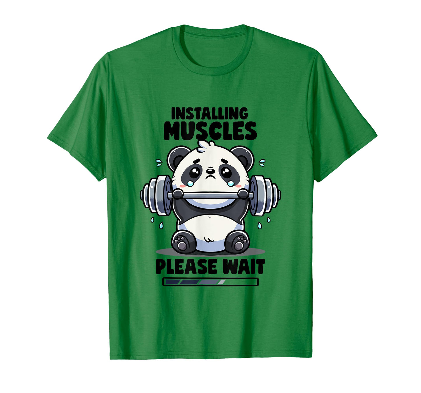 Installing Muscles Please Wait Panda Lifting Gym Quote Panda T-Shirt
