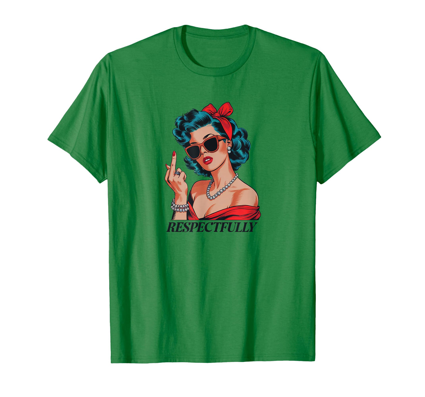 Middle Finger Respectfully Vintage Retro Woman Cute F You T-Shirt
