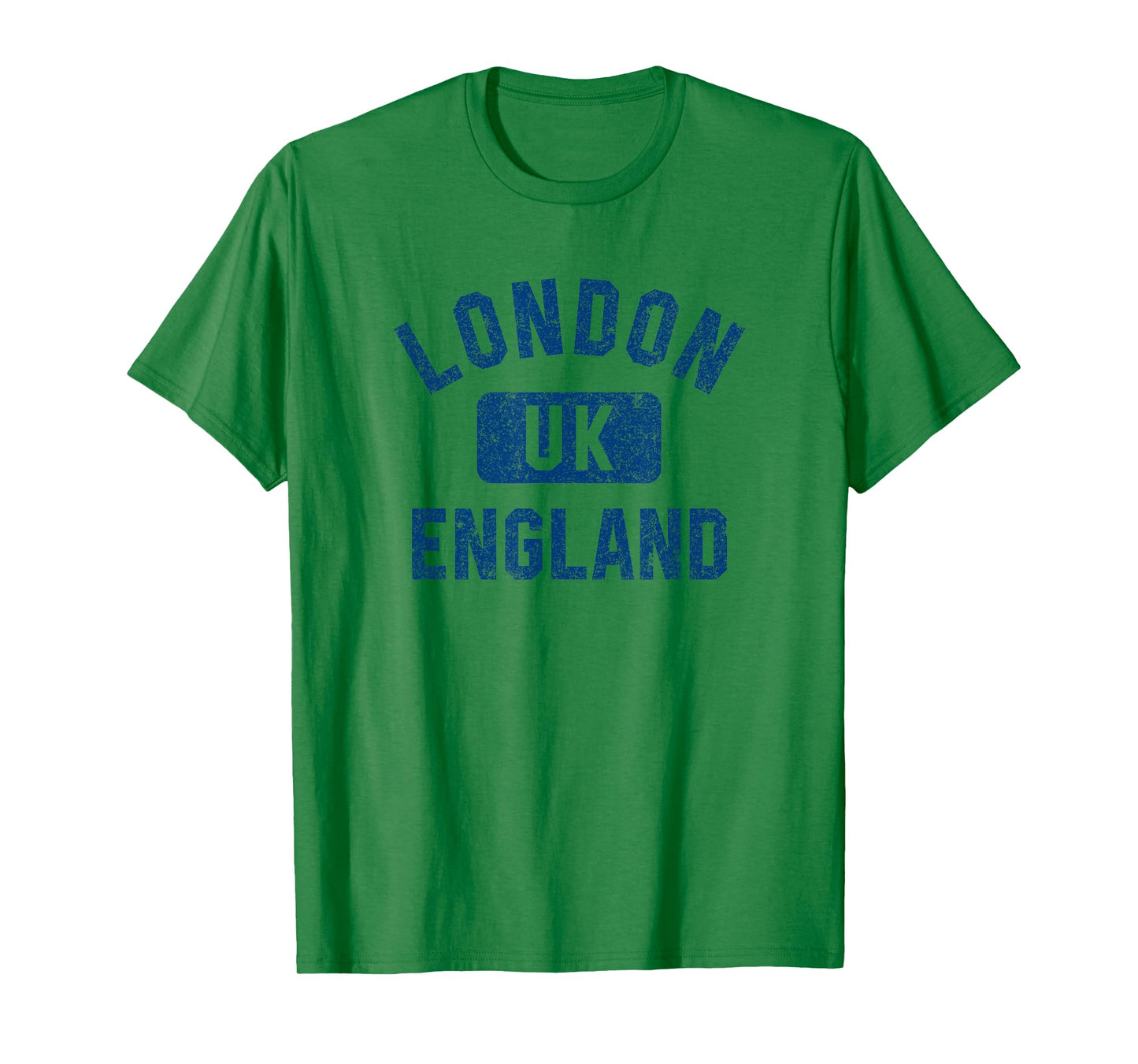 London England UK Gym Style Distressed Dark Blue Print T-Shirt