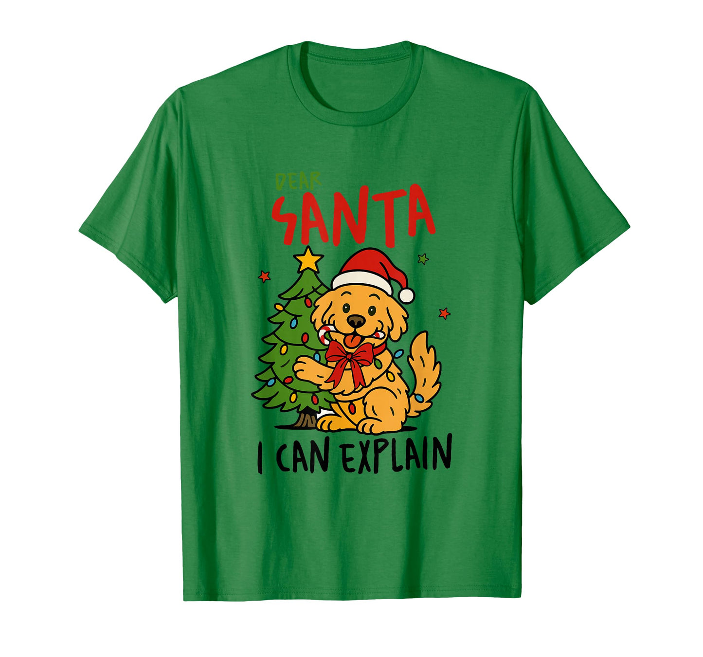 Dear Santa I Can Explain Funny Dog Christmas Tree Cute Xmas T-Shirt