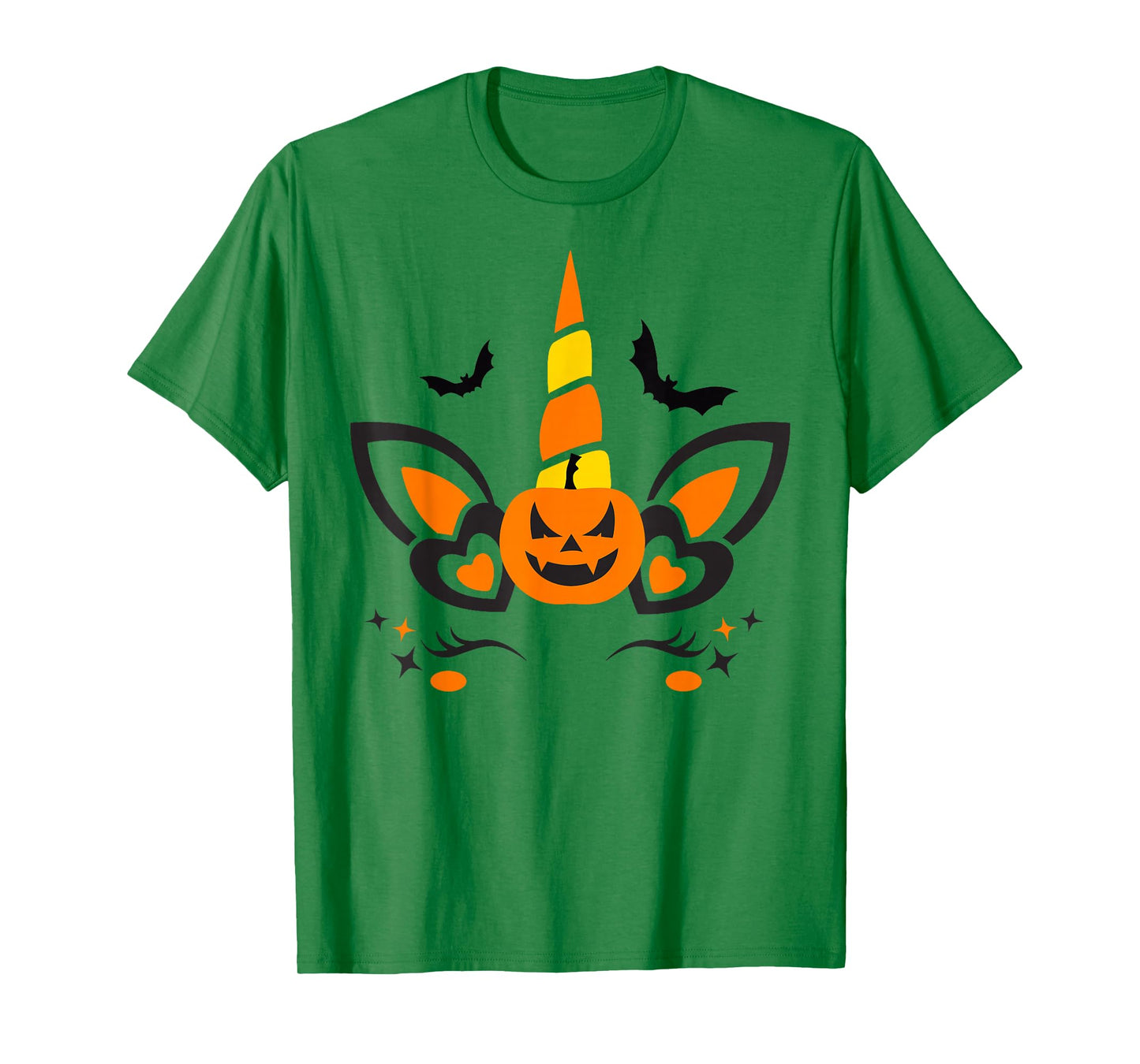 Unicorn Face Eyelashes Bat Pumpkin Scary Halloween Costume T-Shirt