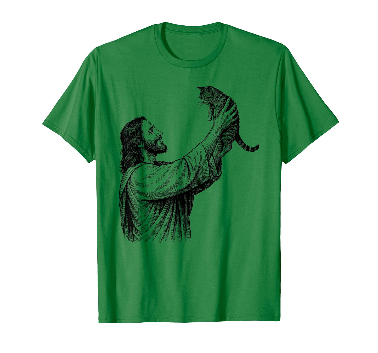 Vintage Jesus Holding Cat Christian T-Shirt