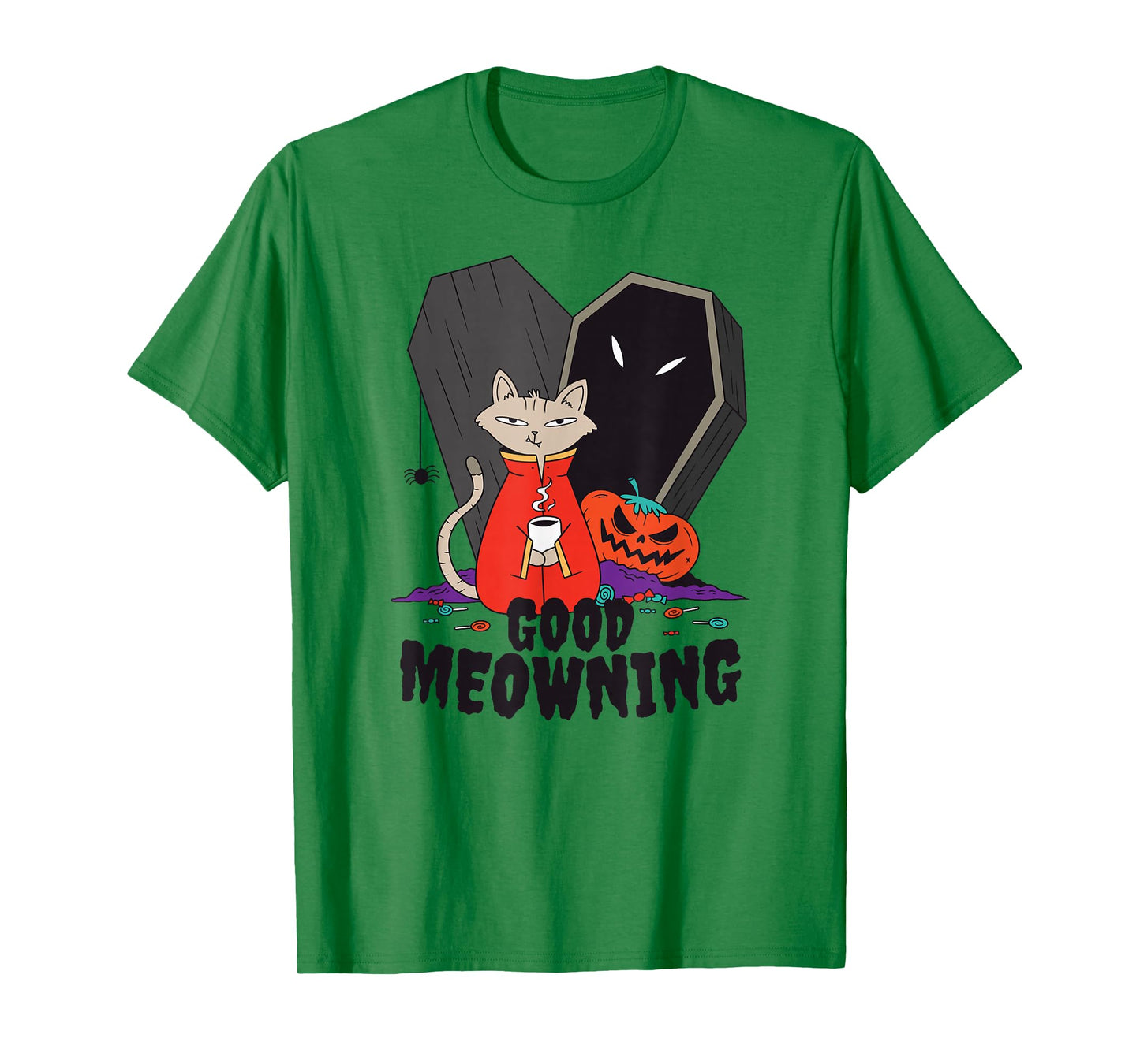 Good Meowning Vampire Halloween Cat T-Shirt