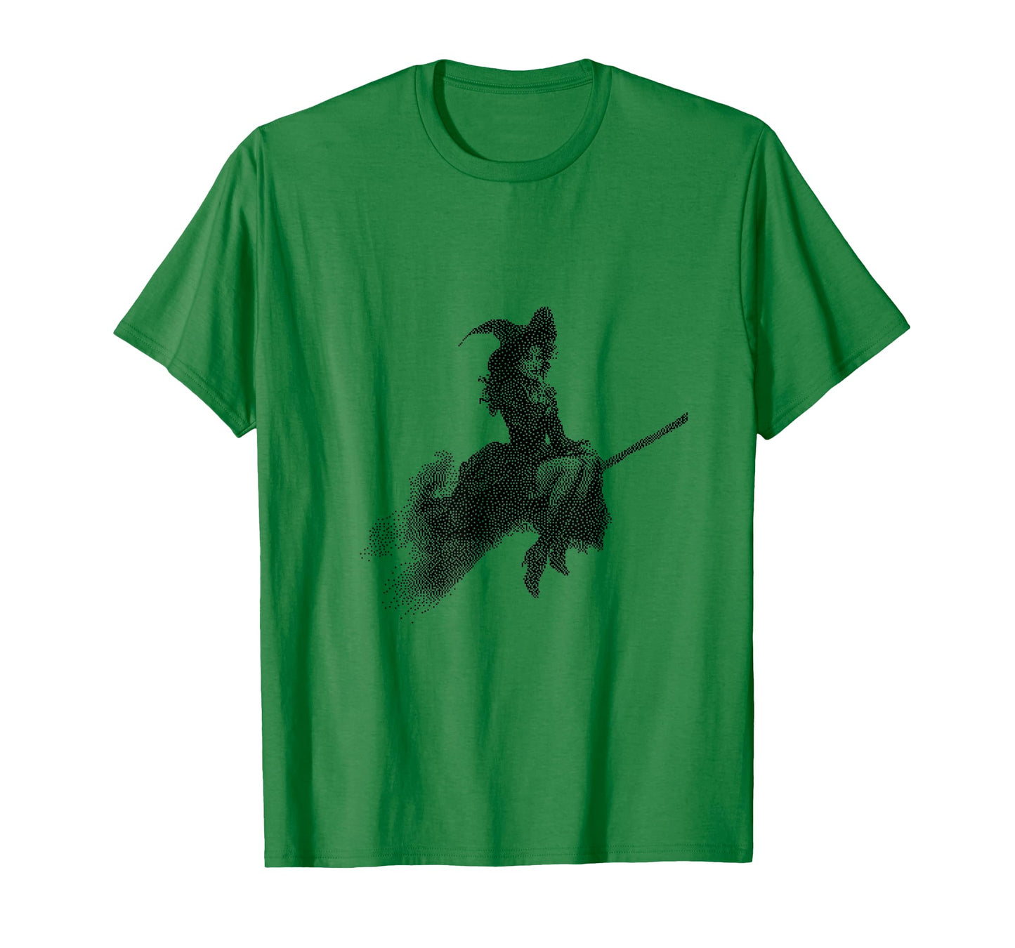 Spooky Witch Riding Broom Halloween Art T-Shirt