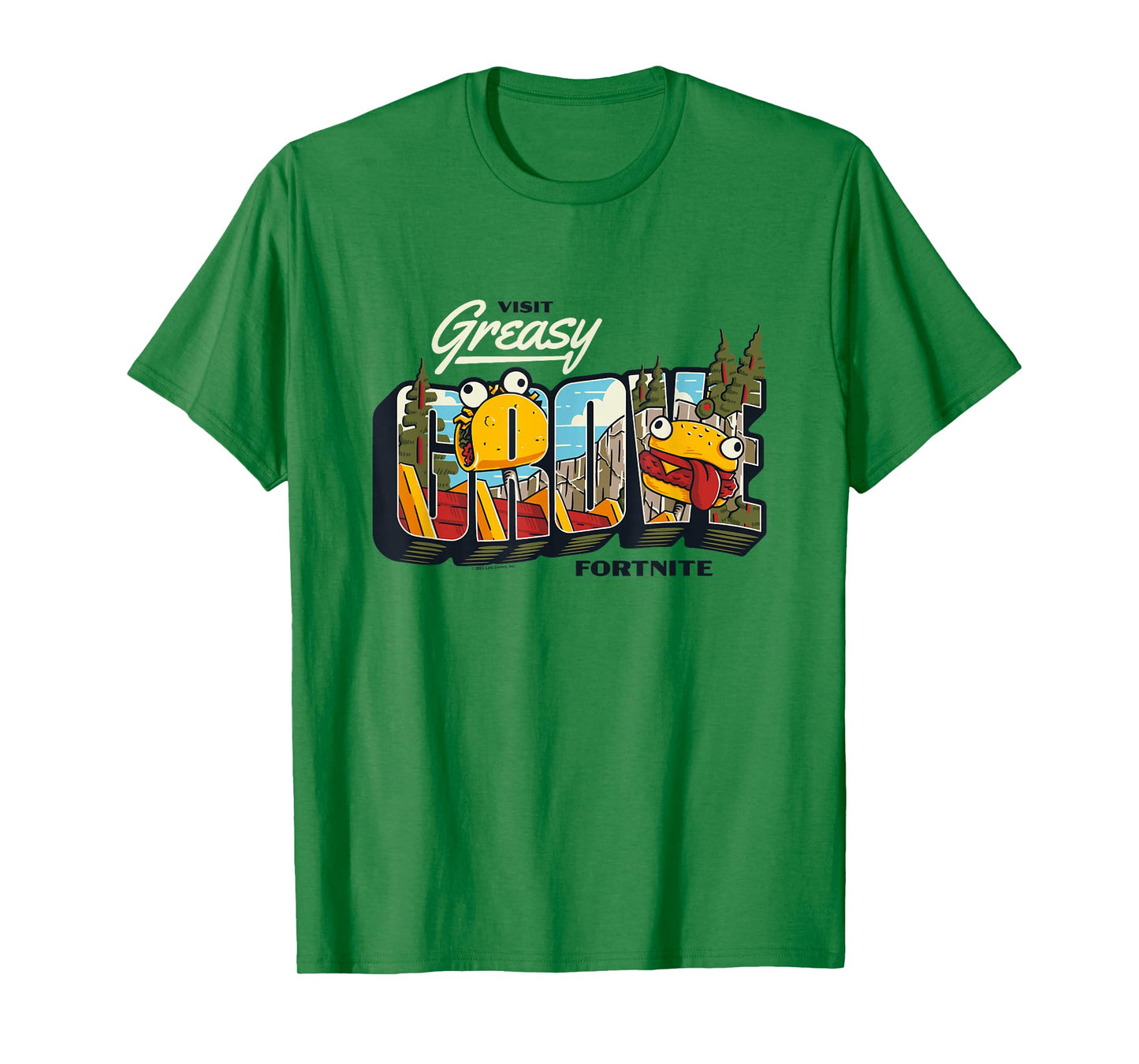 Fortnite Visit Greasy Grove Burr Burger Big Chest Poster T-Shirt