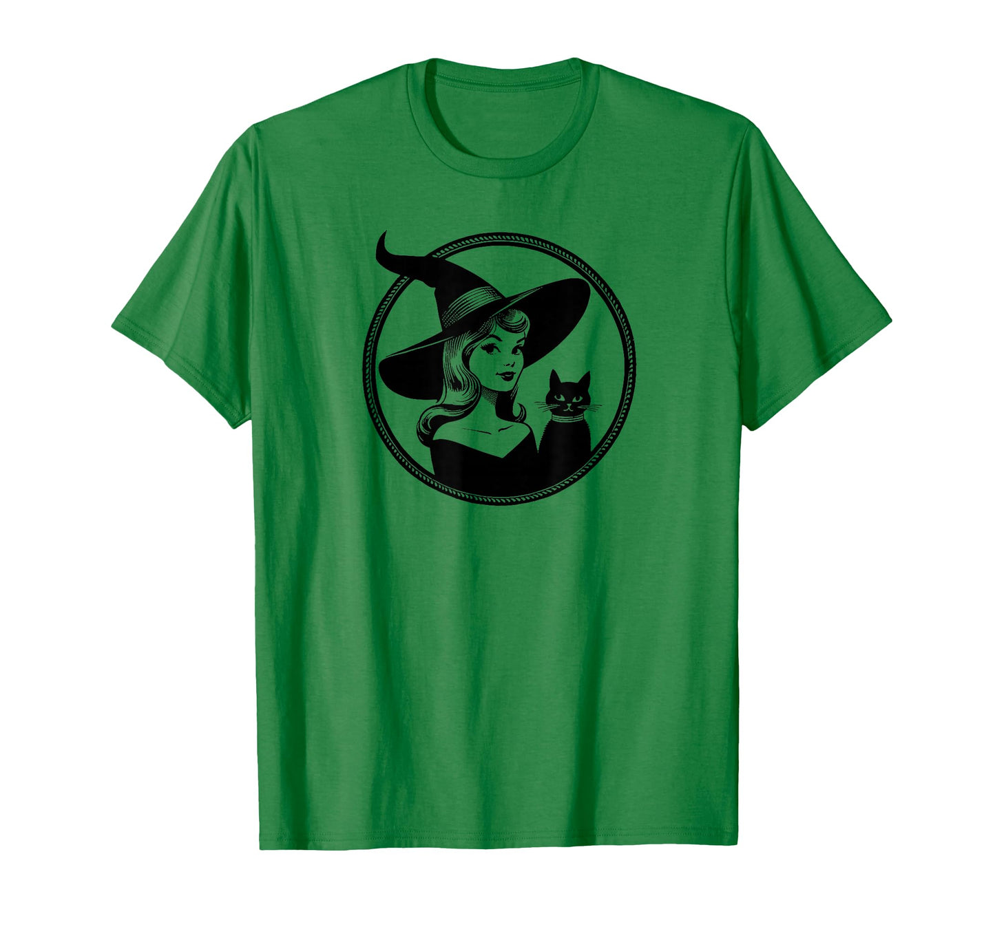 Retro Witch with Black Cat T-Shirt