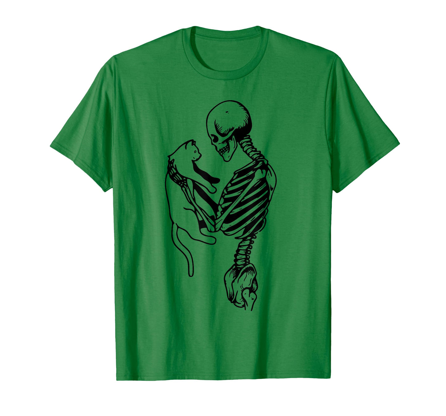 Funny Skeleton Holding Cat Skull Kitty Cute Ghost Halloween T-Shirt