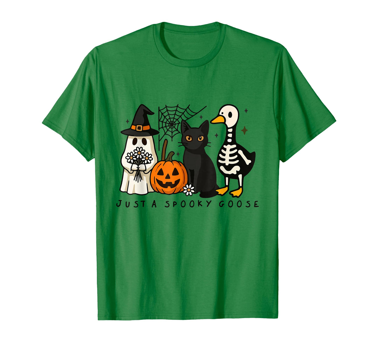 Just A Spooky Goose Halloween Silly Goose Black Cat Spooky T-Shirt