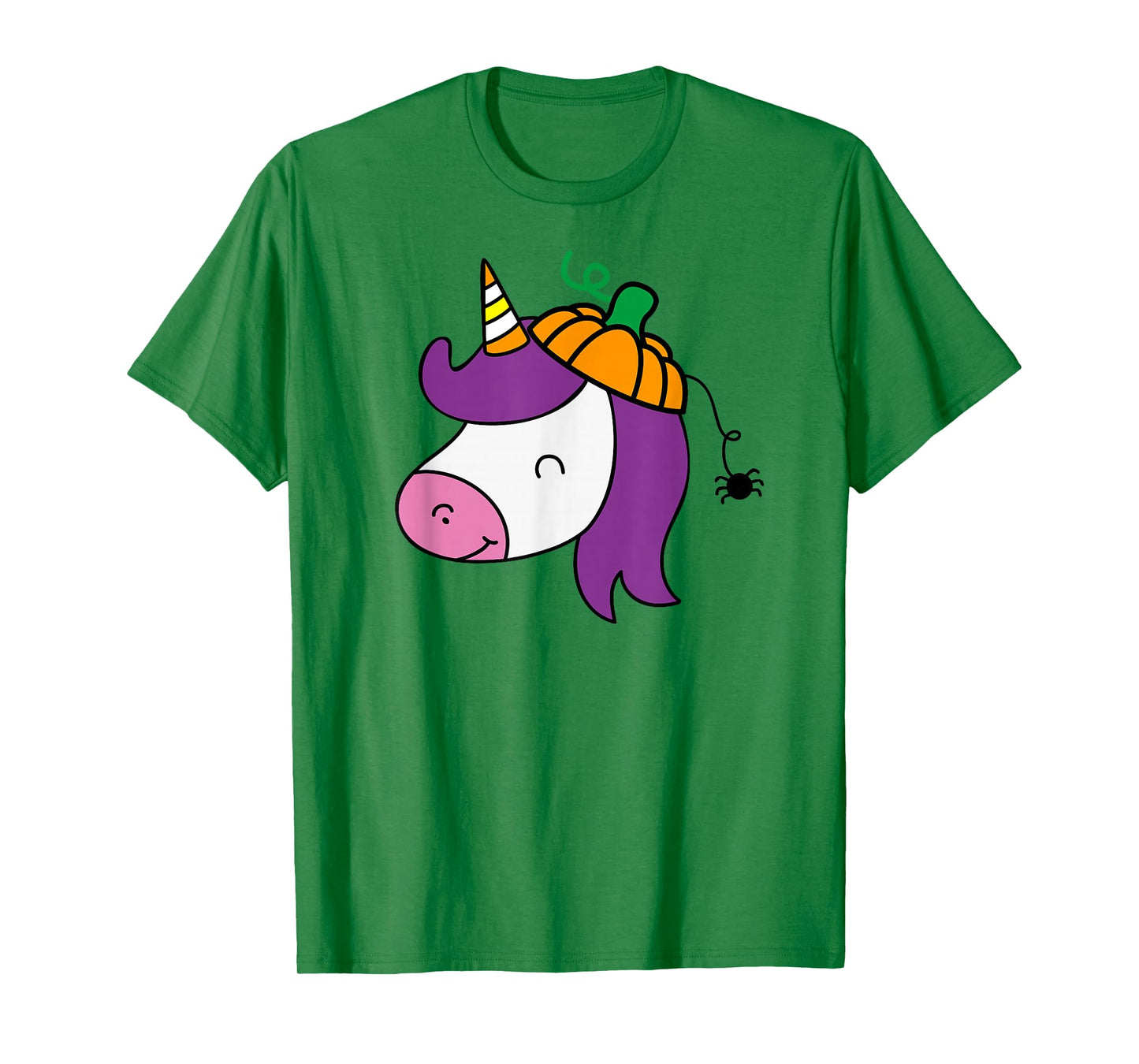 Unicorn Smile Face Head Pumpkin Spider Halloween Costume T-Shirt