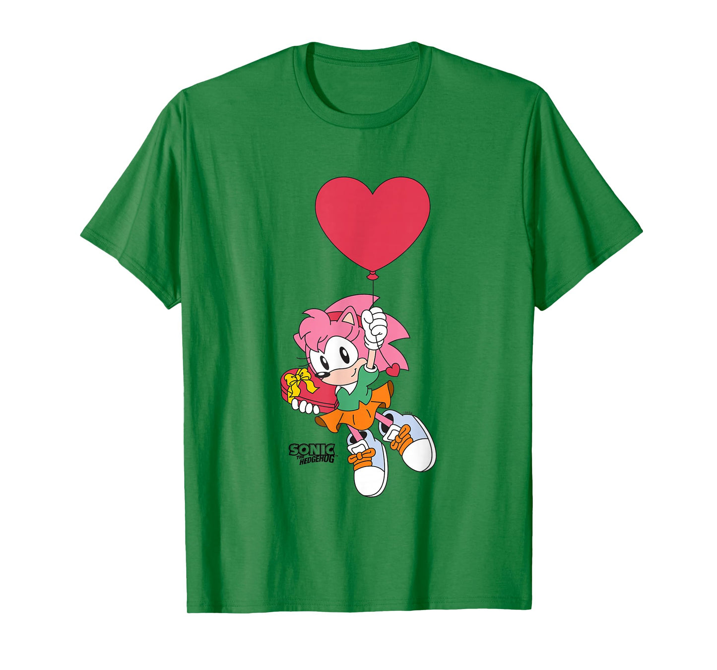 Sonic The Hedgehog Valentine's Day Cute Amy Rose Chest Logo T-Shirt