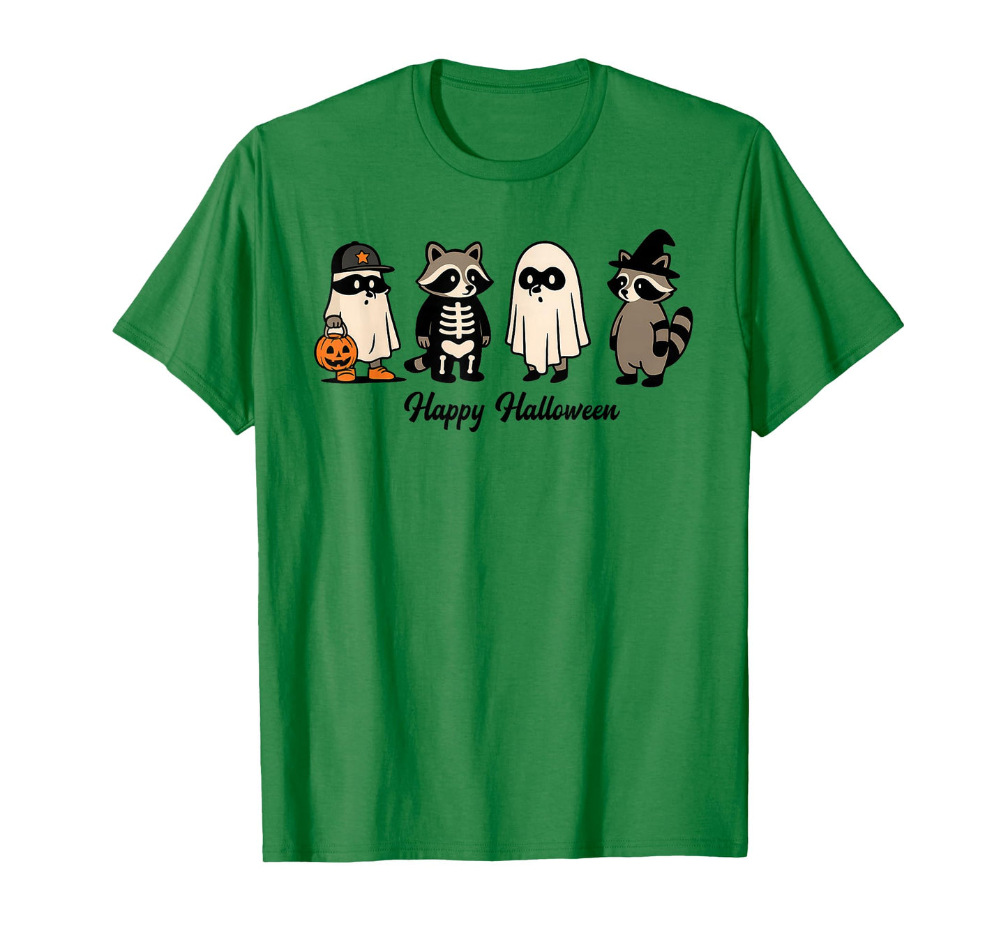 Cute Ghost Pumpkin Halloween, Funny Raccoon, Spooky Season T-Shirt