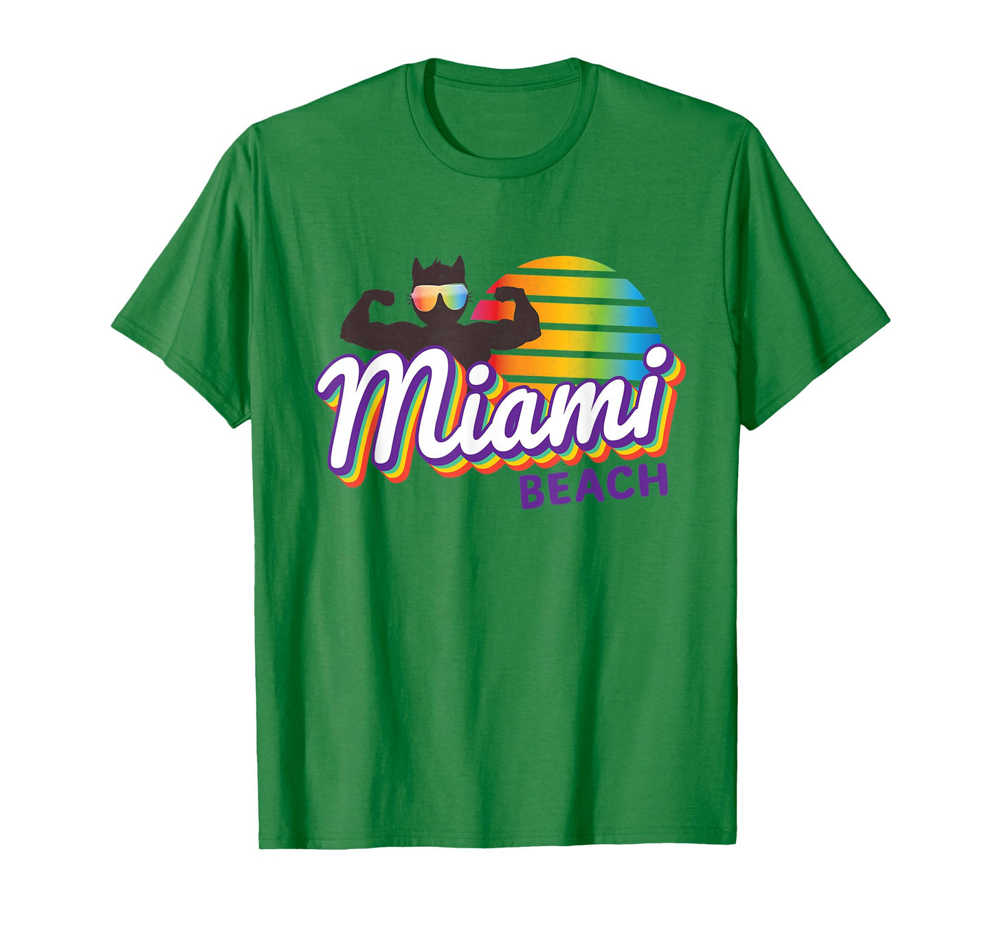 Miami Muscle Cool Retro Cat Weight Lifter MIA (Miami) Cat T-Shirt