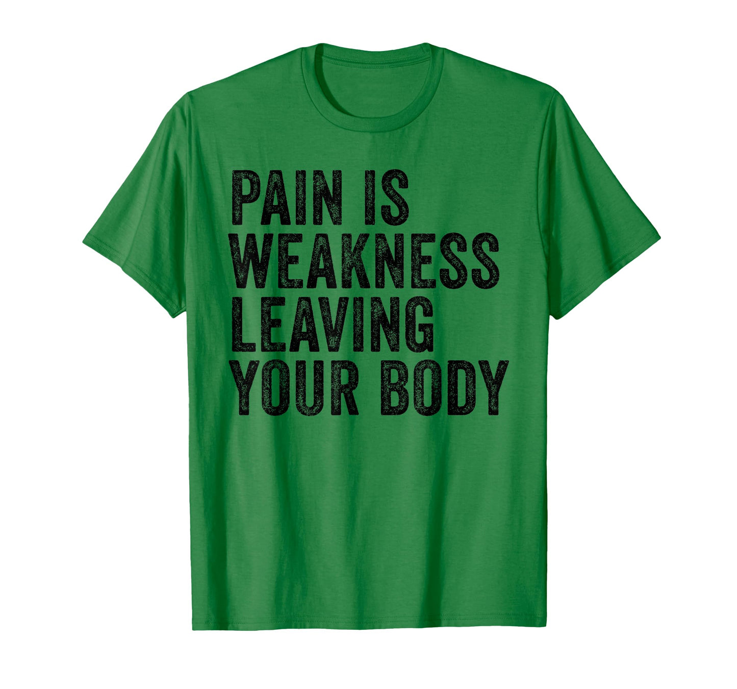 Distressed Pain Is Weakness T-Shirt - Unisex Adults - Grey - Small - Modern Letter Print - Short Sleeve - Crew Neck - Pull On - Workout