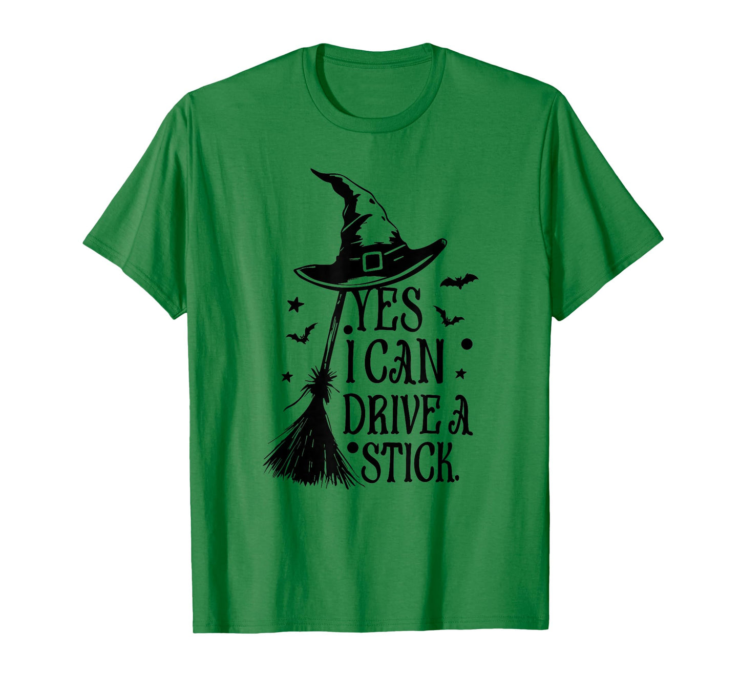 Witches, Bats, Witch Broom and Hat Yes I Can Drive A Stick T-Shirt