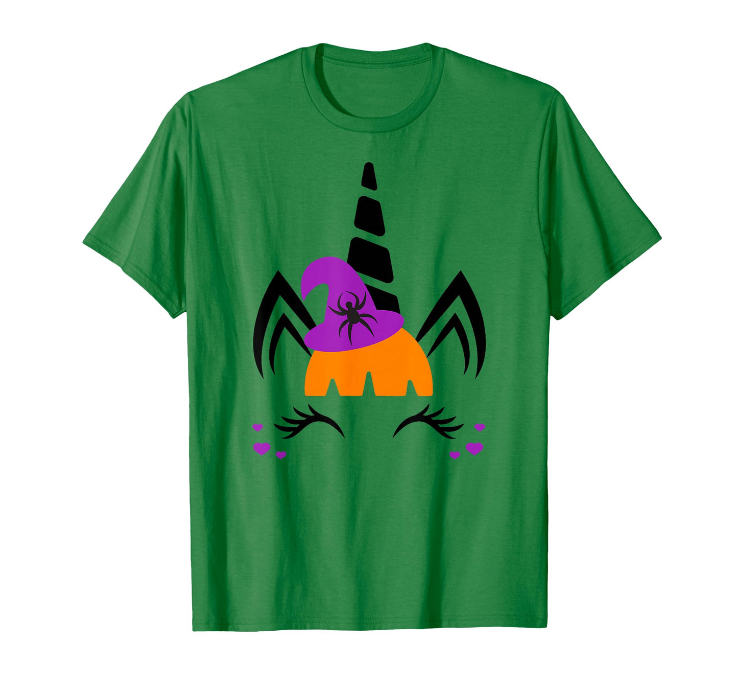 Unicorn Face Eyelashes Spider Witch Hat Halloween Costume T-Shirt
