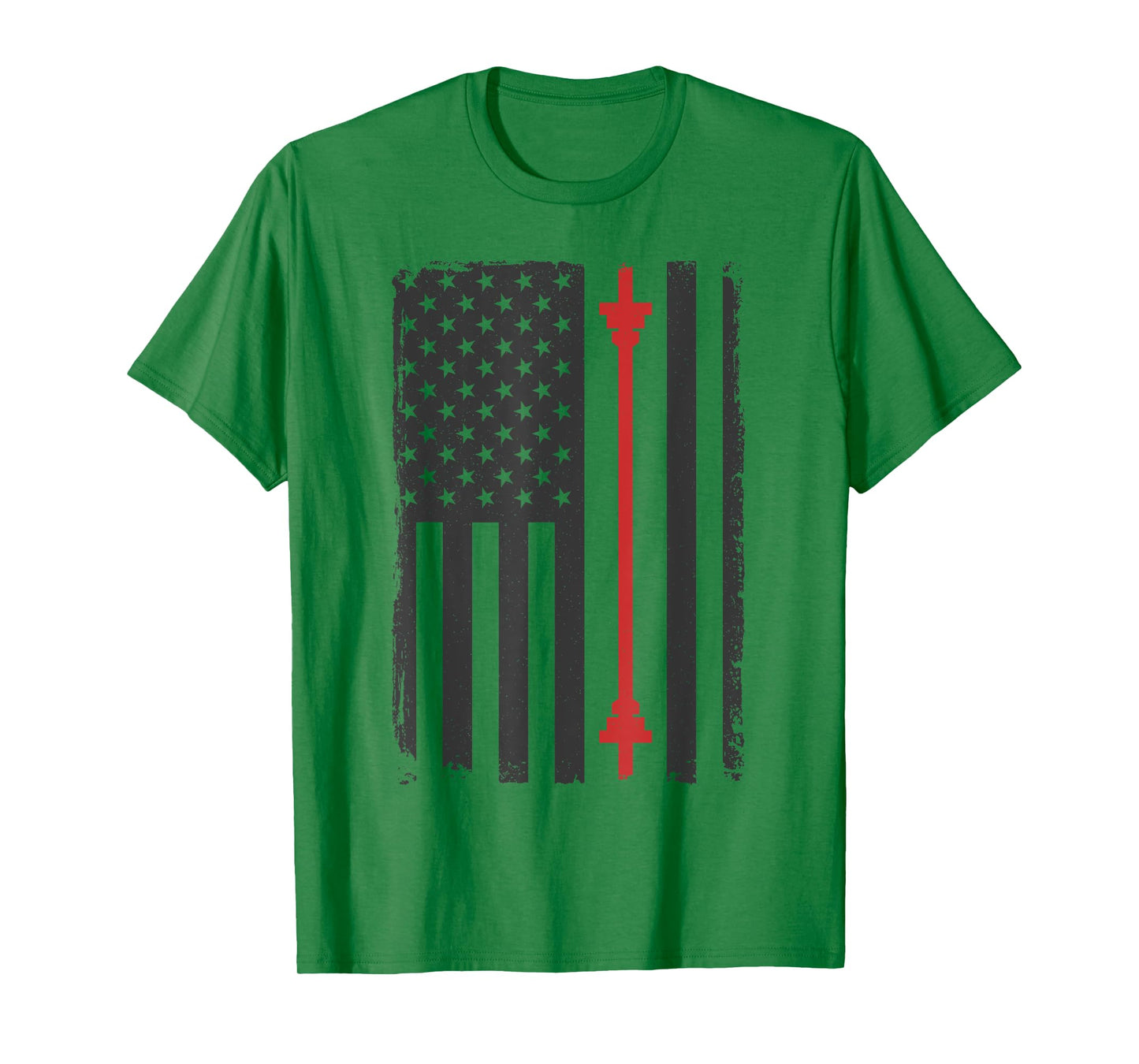 Barbell American Flag Gym Workout Tee USA Motivation Fitness T-Shirt