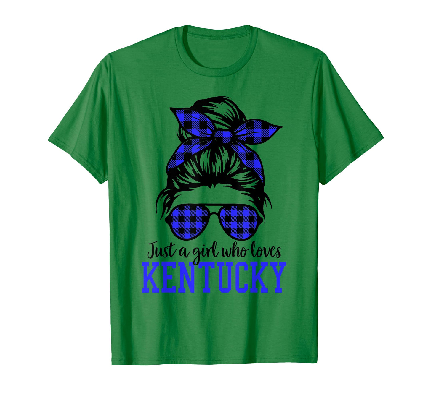 Kentucky Women Girls Messy Bun Hair, Kentucky State Pride T-Shirt