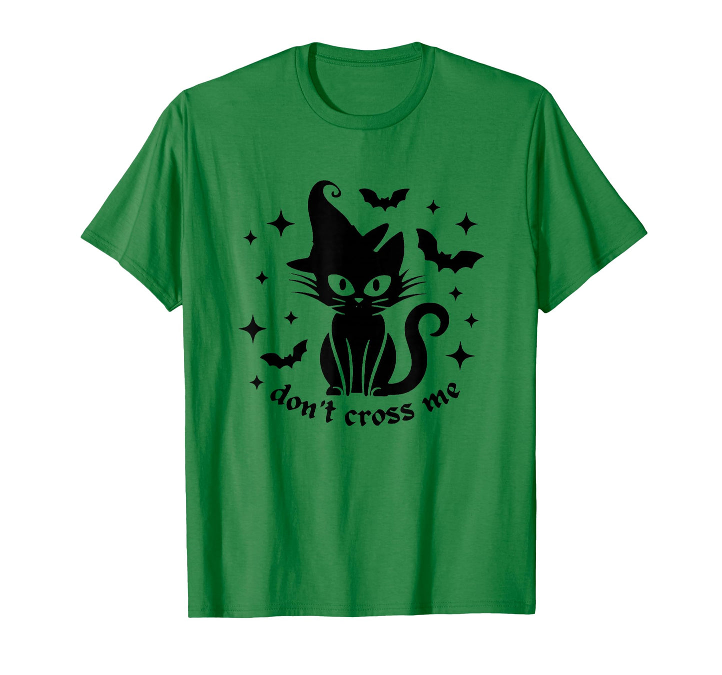Don't Cross me Halloween Black cat Witch hat Bats T-Shirt