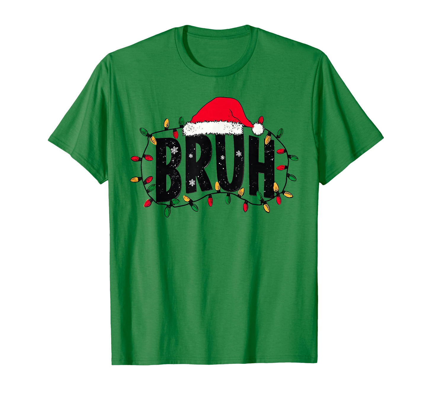 Bruh Christmas Lights Red Santa Hat Xmas Family Men Women T-Shirt
