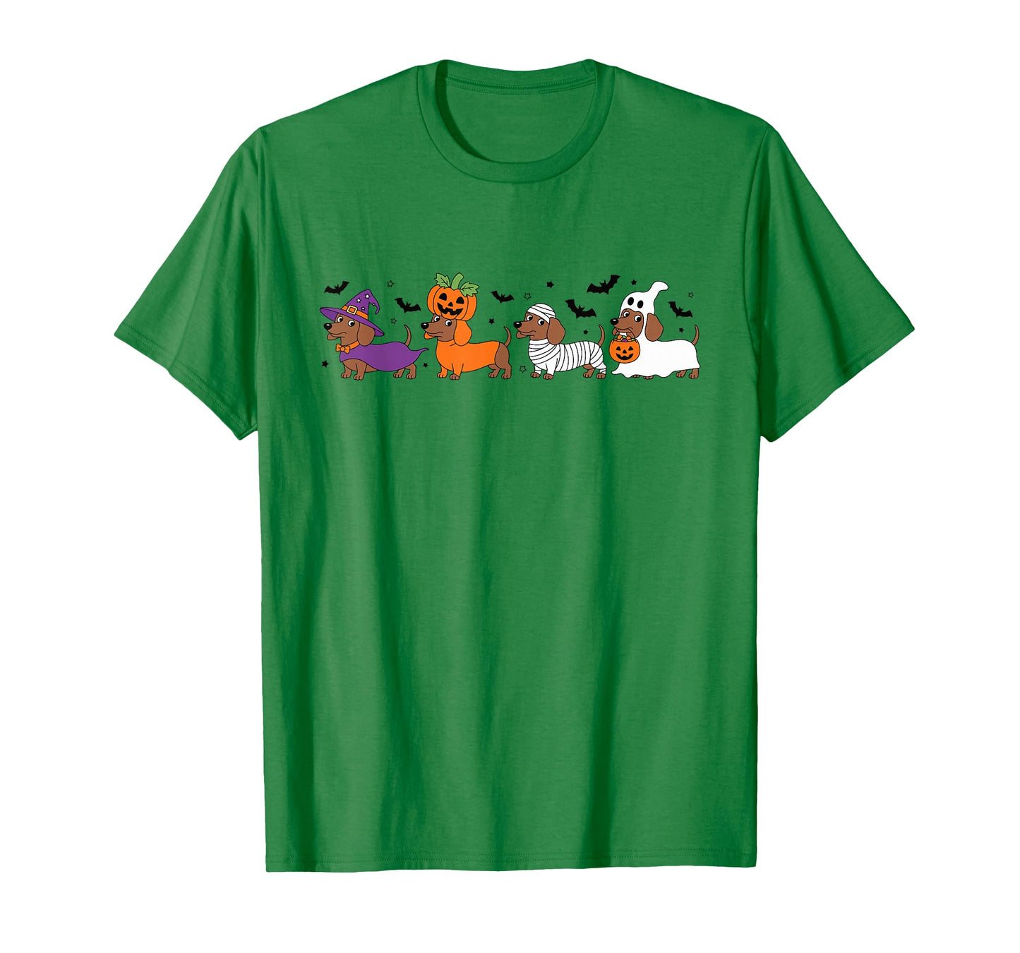 Funny Halloween Dachshund Costume Dogs Witch Pumpkin Ghost T-Shirt