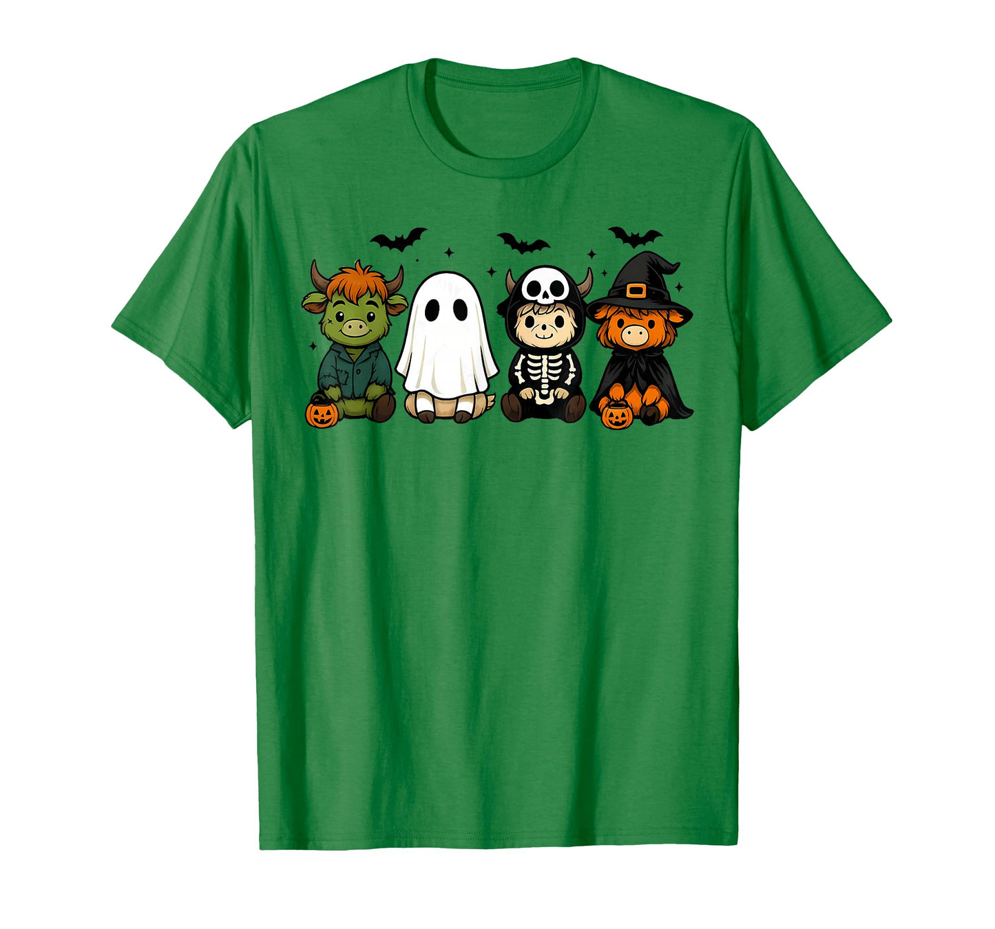 Cute Halloween Highland Cow Family Spooky Witch Costumes T-Shirt