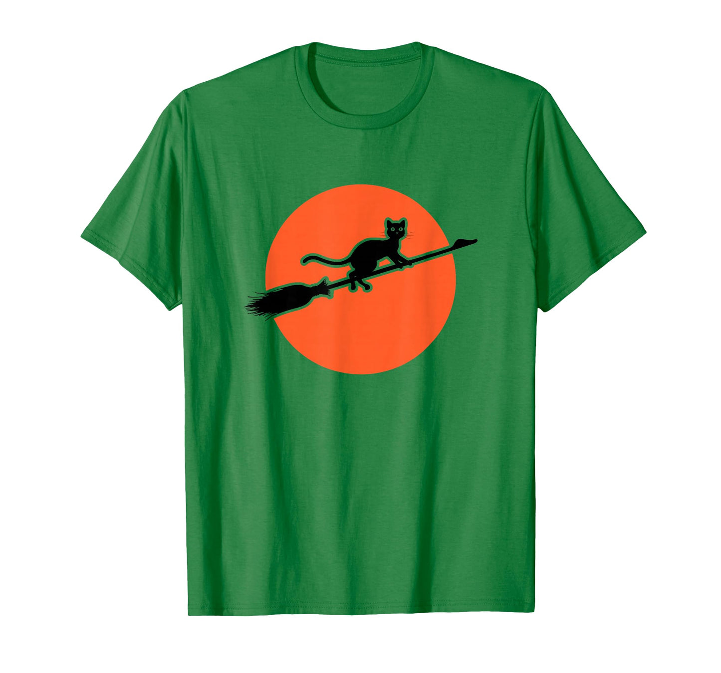 Black Cat Flying On Broomstick T-Shirt