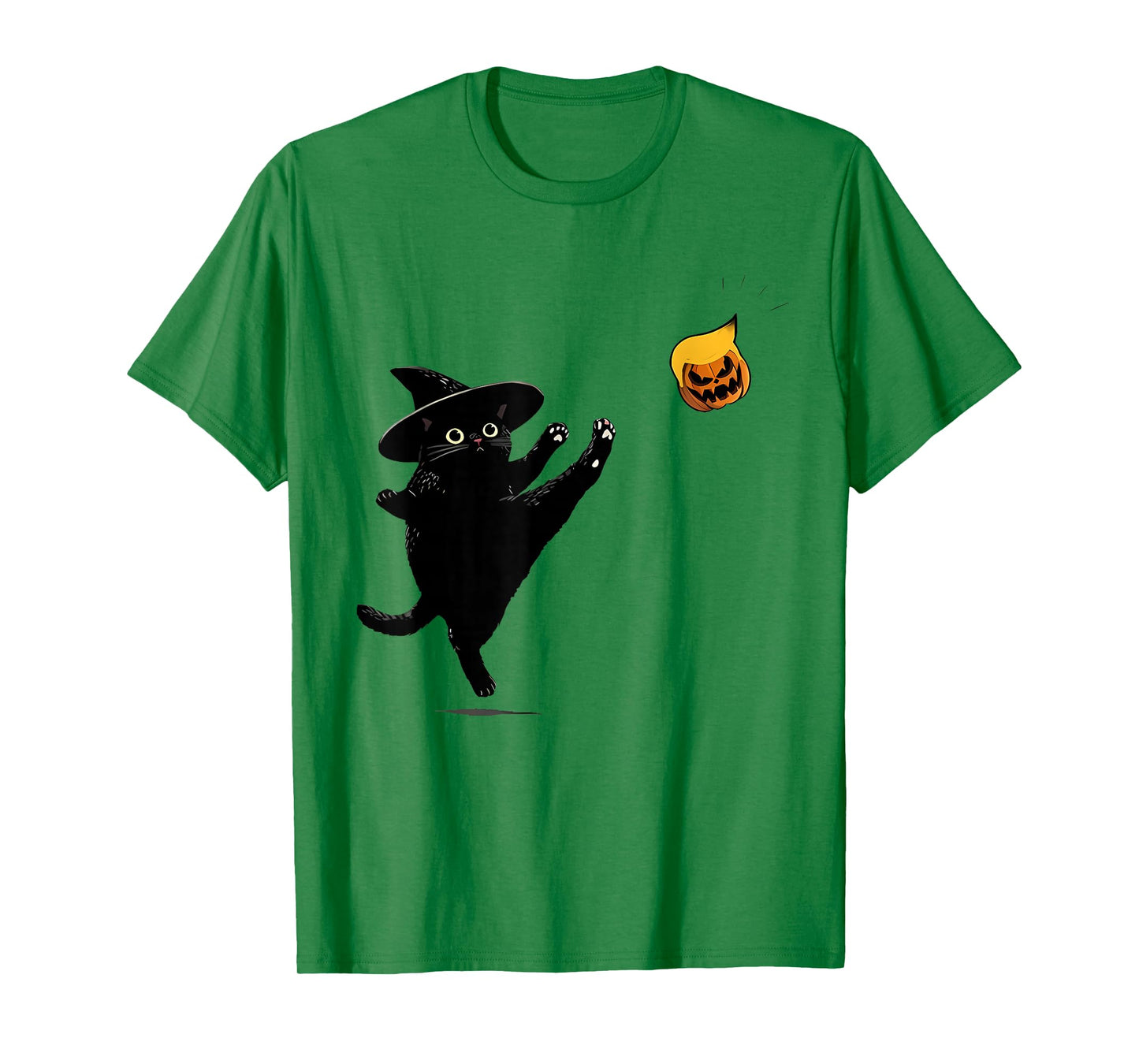 Black Cat Kicking Jack O Lantern Cat Lovers Funny Halloween T-Shirt