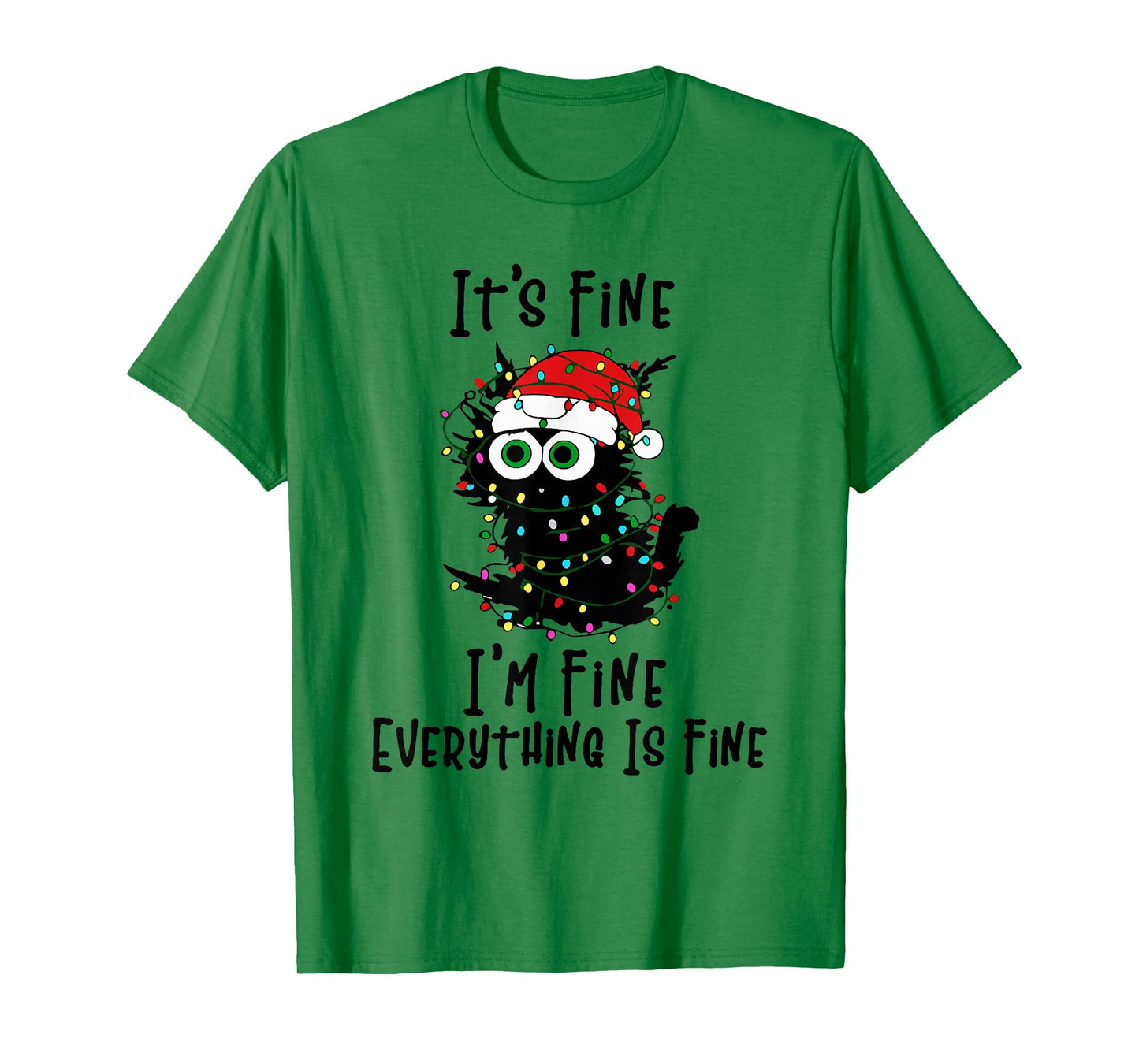 It's Fine We're Fine Everything is Fine Cat Teacher Xmas T-Shirt