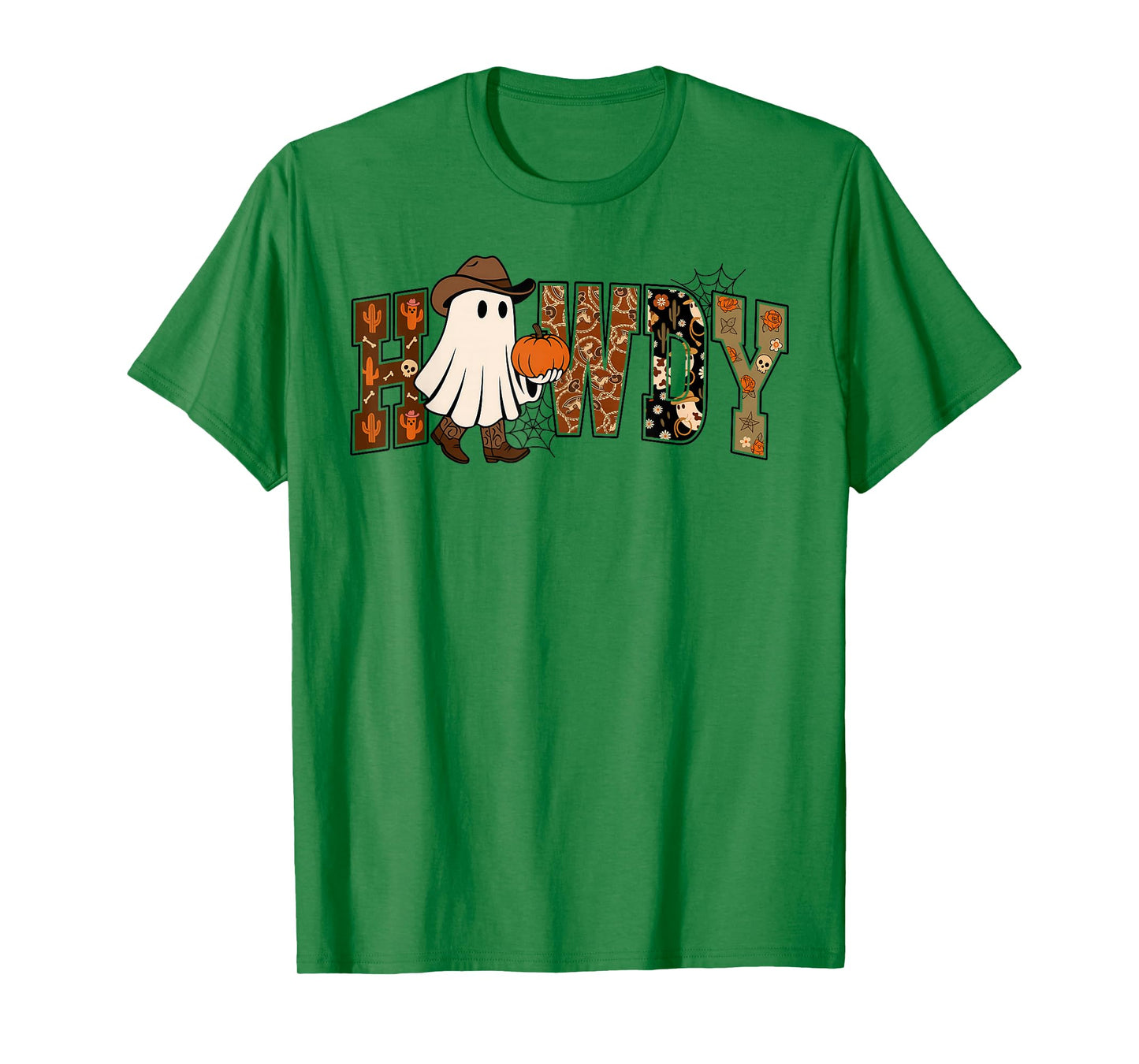 Cute Ghost Howdy, Spooky Season Cowboy Western Halloween Tee T-Shirt