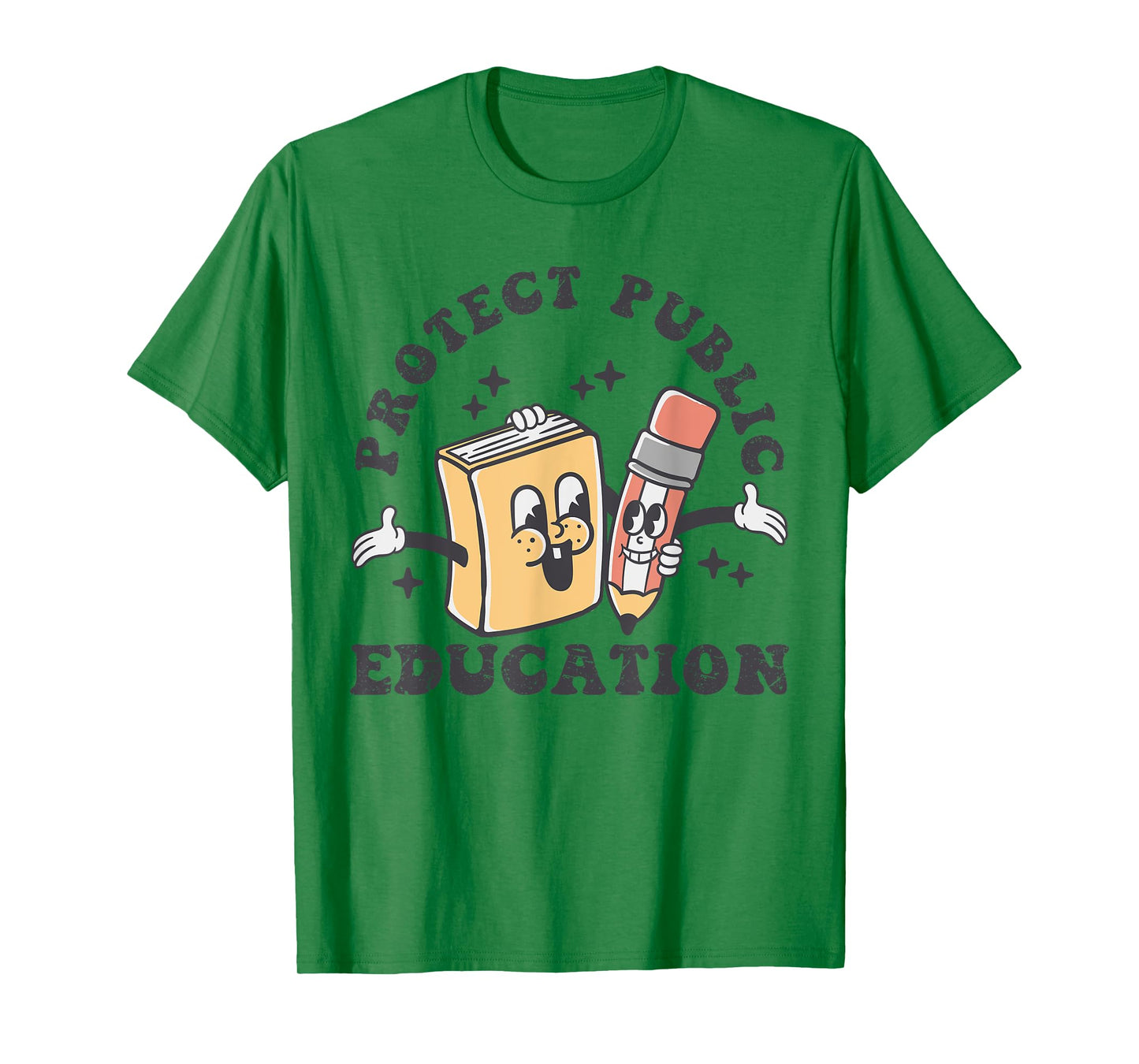 Protect Public Education Groovy Retro Design School Tee T-Shirt