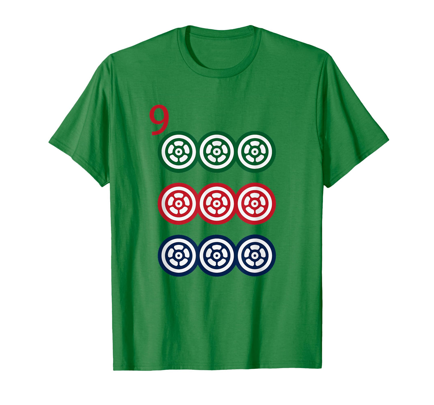 Chinese Mah Jong Dots Pinzu Nine Tile Mahjong Costume T-Shirt