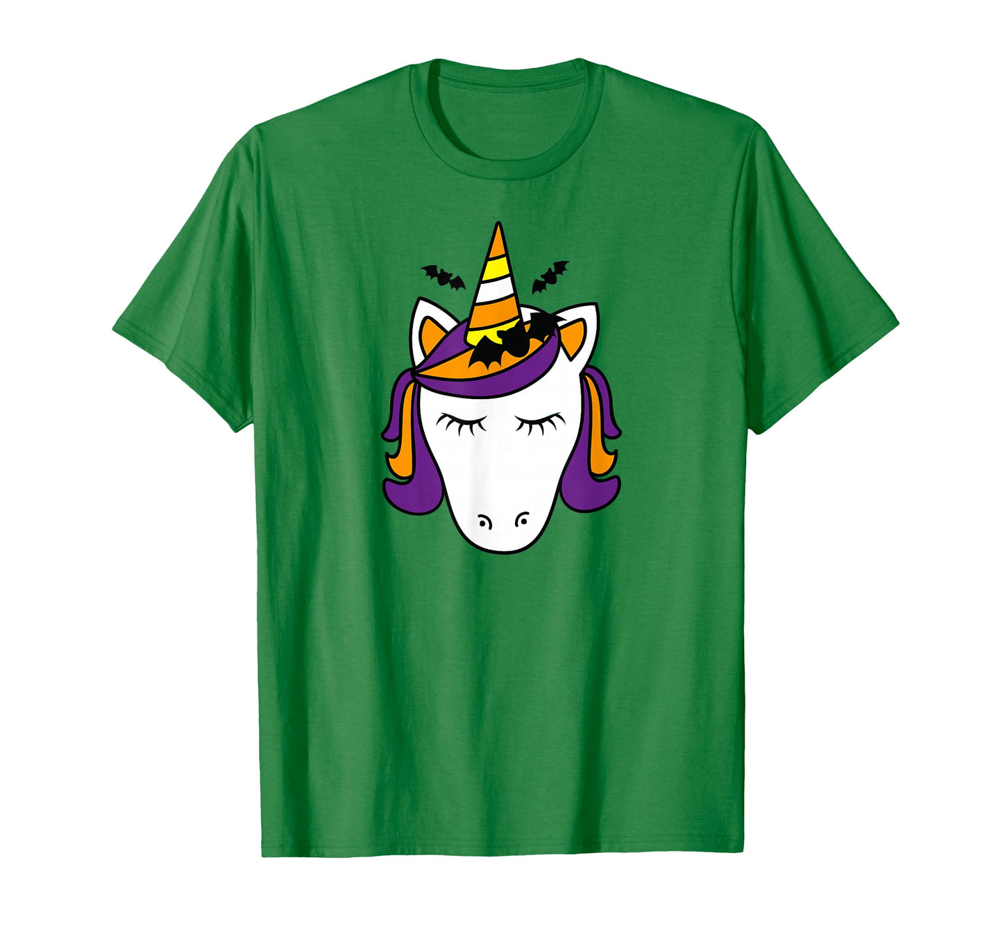 Unicorn Face Eyelashes Bat Spooky Cute Halloween Costume T-Shirt