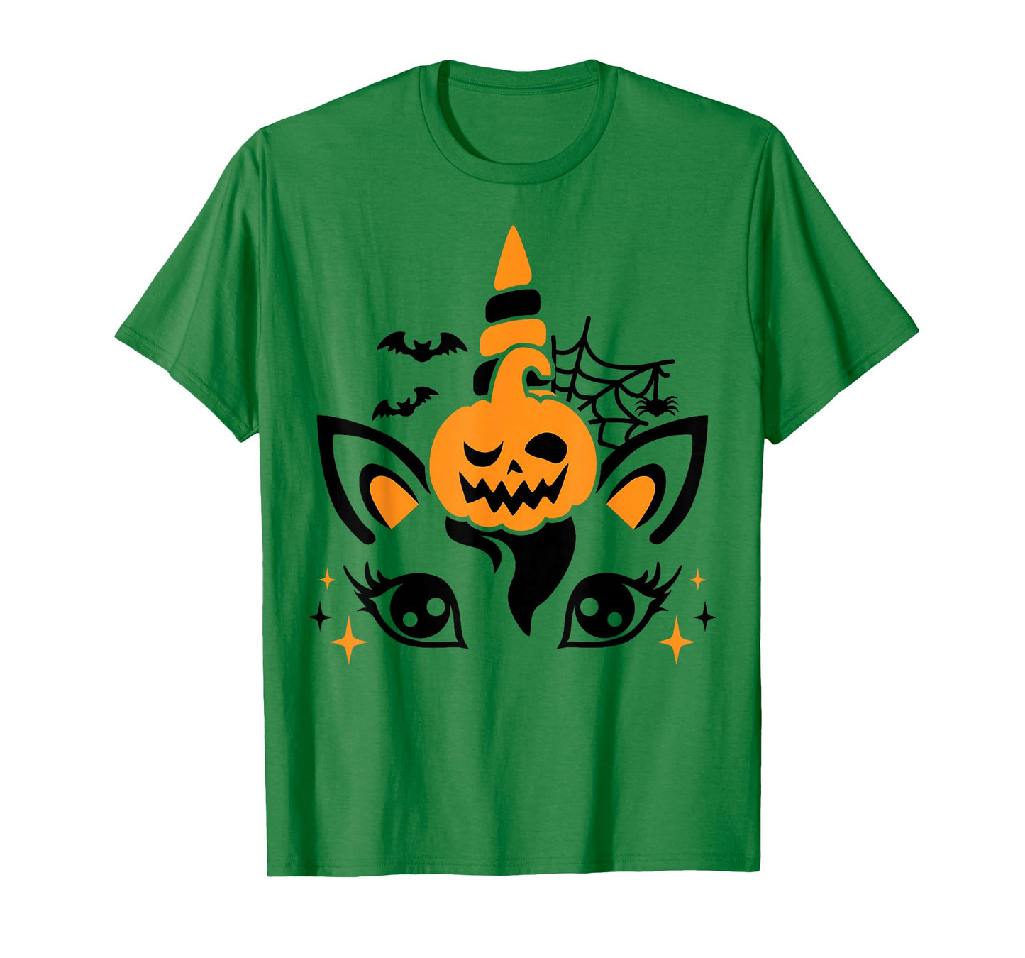 Unicorn Face Eyelashes Bat Jack O Lantern Scary Halloween T-Shirt