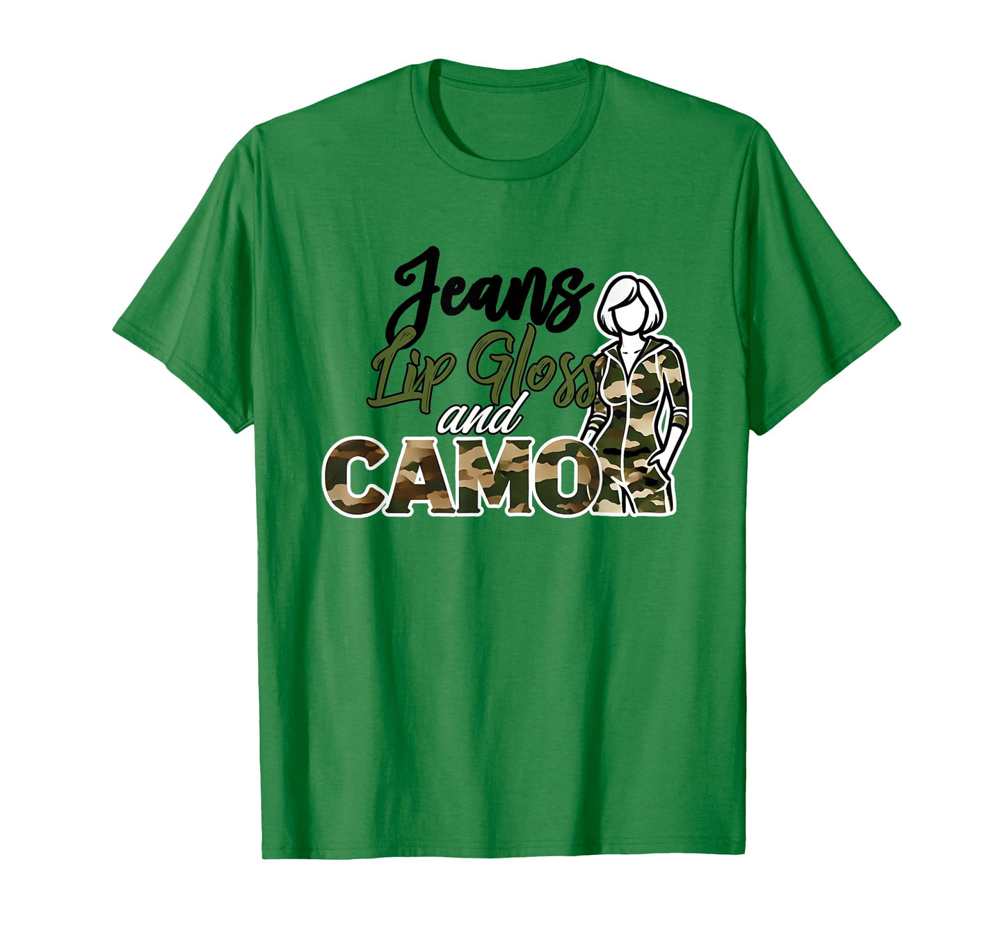 Jeans Lip Gloss Camo Sayings Graphic Orange T-Shirt