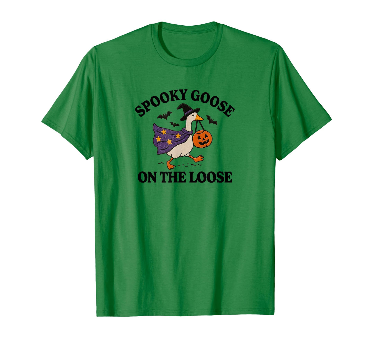 Spooky Goose On The Loose Witch Silly Goose Animal Halloween T-Shirt