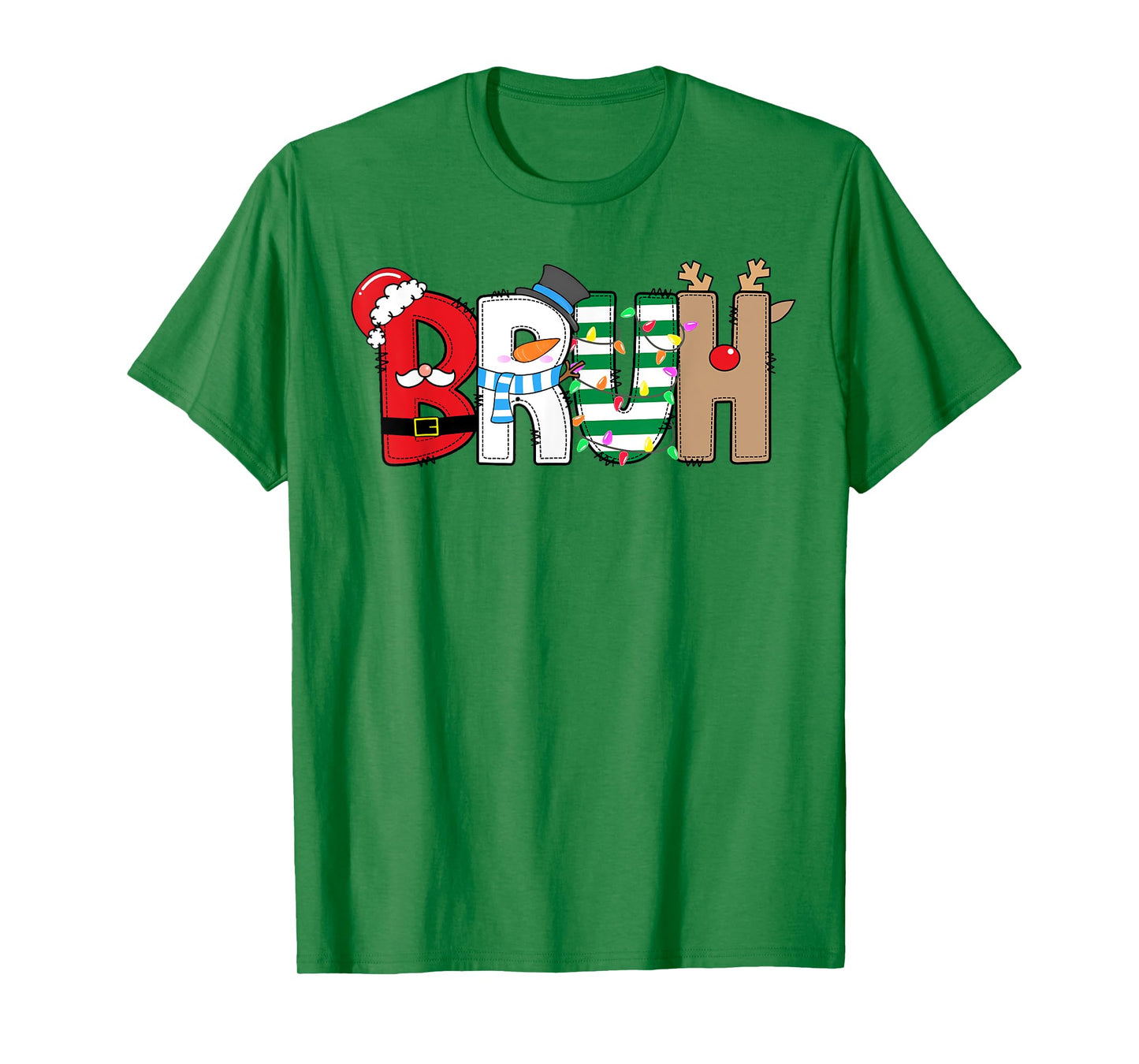 Bruh Santa Snowman Elf Reindeer Merry Christmas Xmas Pajamas T-Shirt