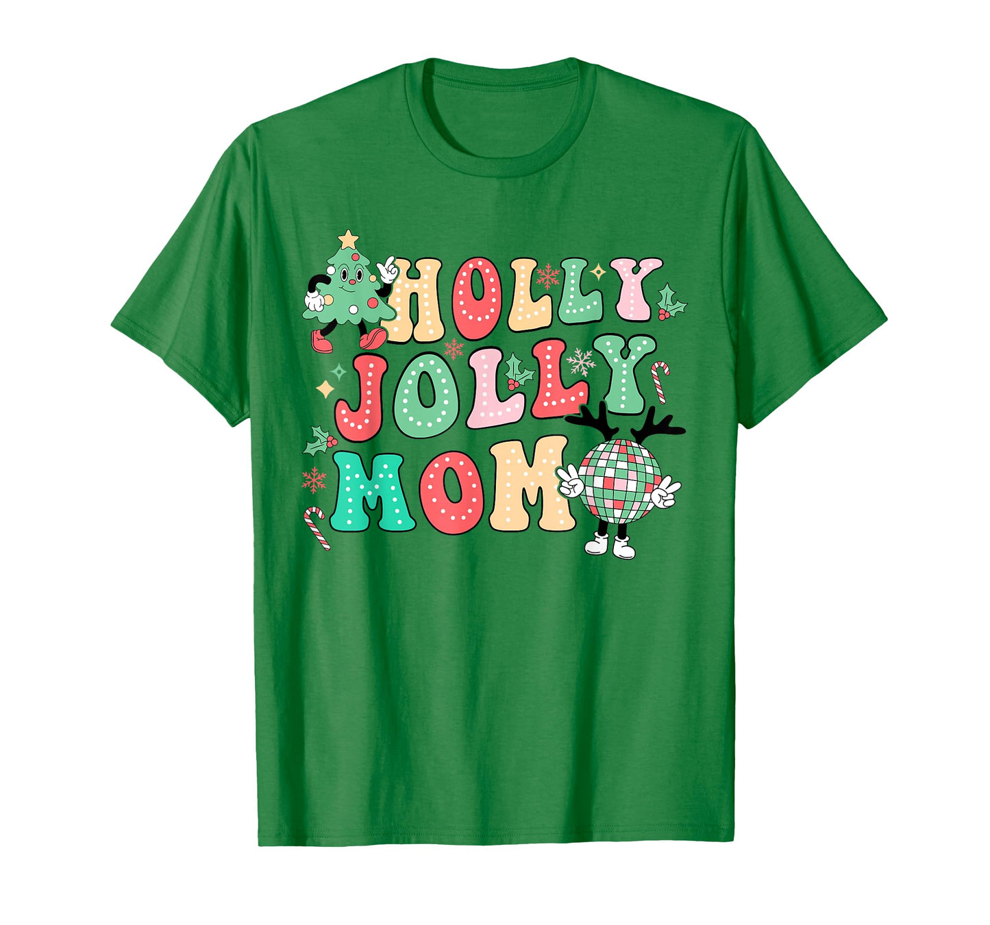 Groovy Holly Xmas Jolly Mom Christmas Vibes Matching Family T-Shirt
