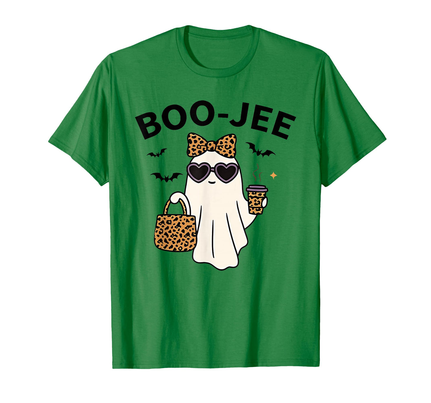 Coquette Leopard Ghost Coffee Boo-JEE Halloween Boujee Ghost T-Shirt