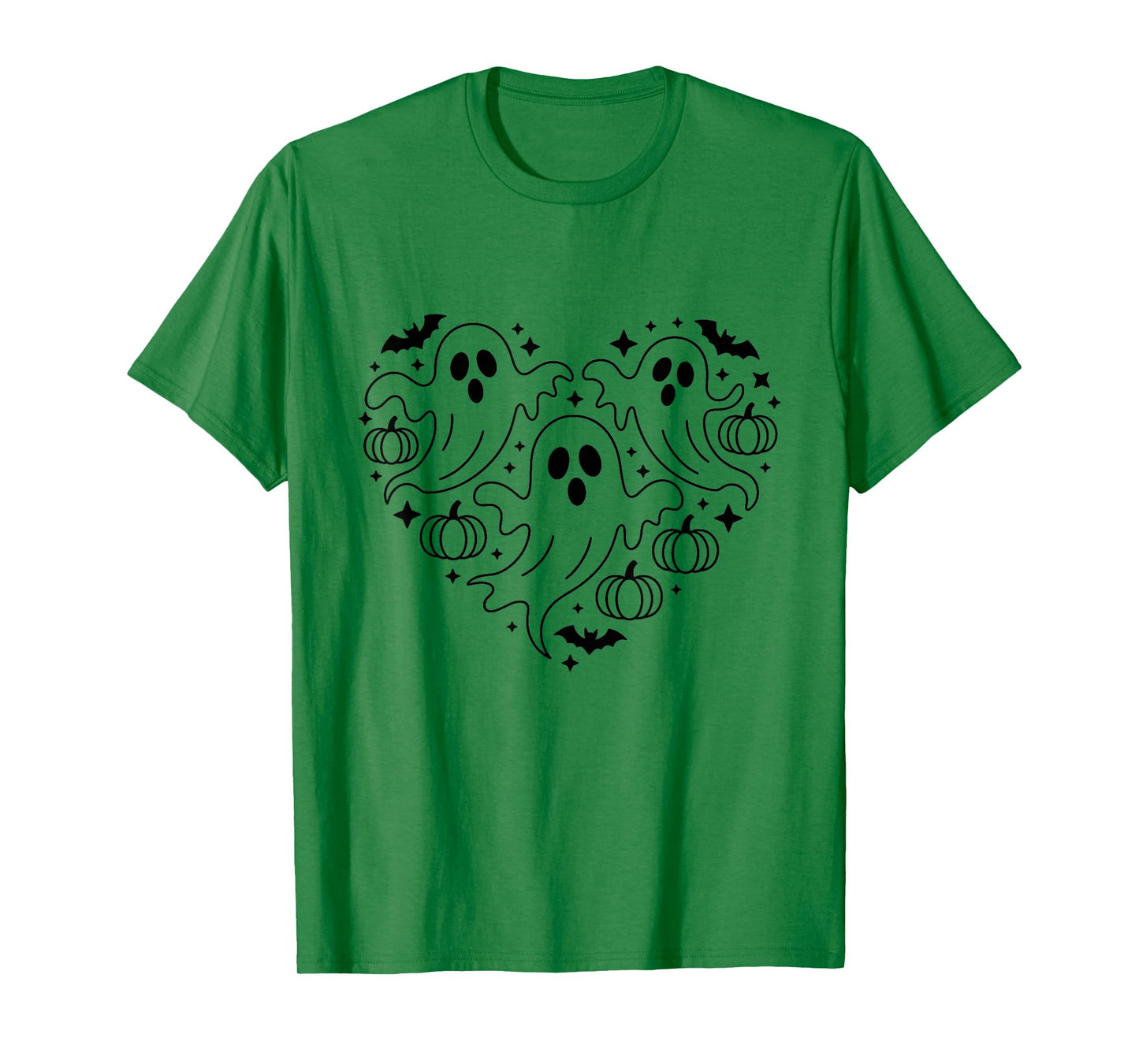 Black Ghost Heart Pumpkin Witch Halloween Party T-Shirt