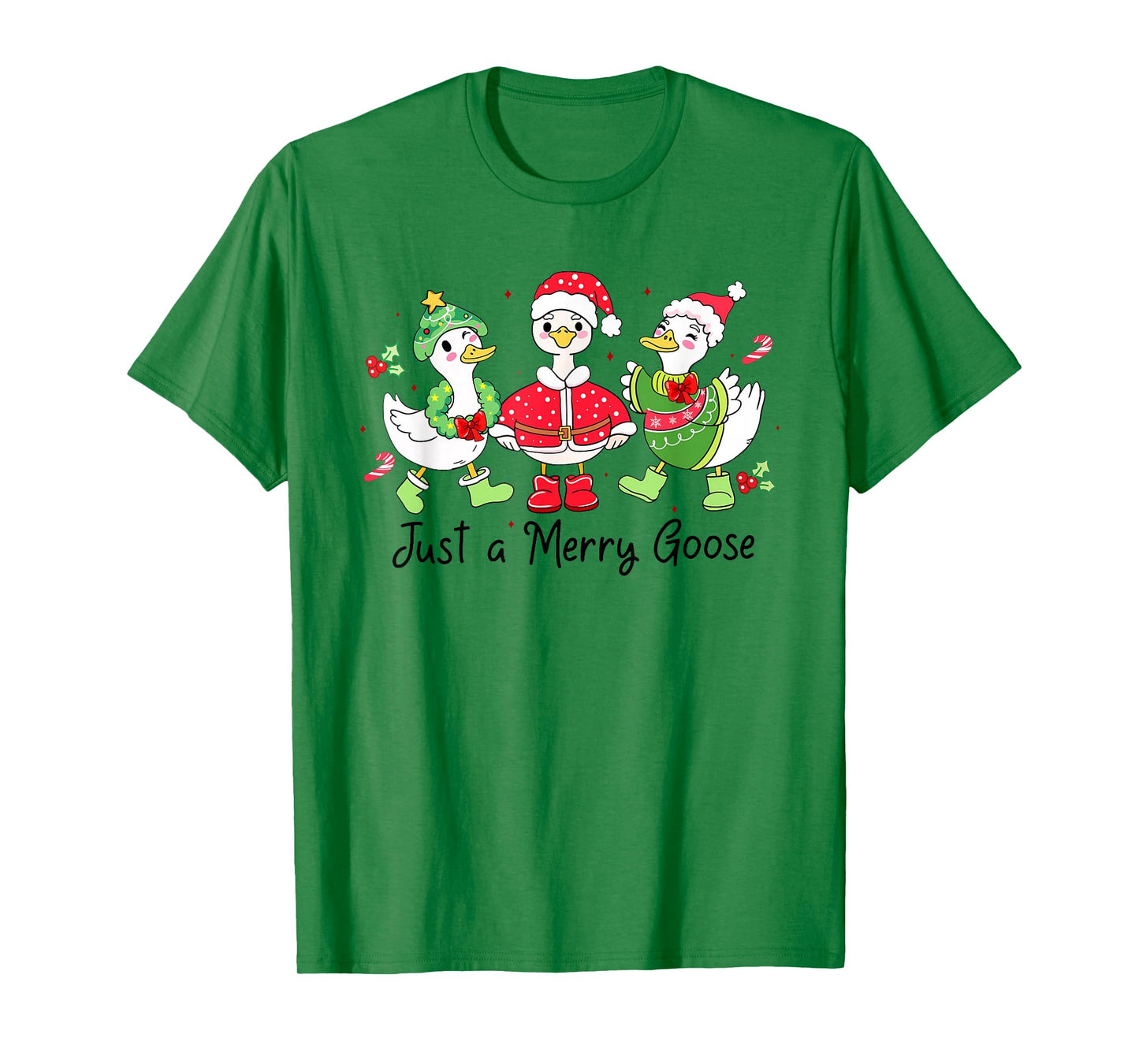 Retro Just A Merry Goose Funny Cute Goose Lovers Merry Xmas T-Shirt